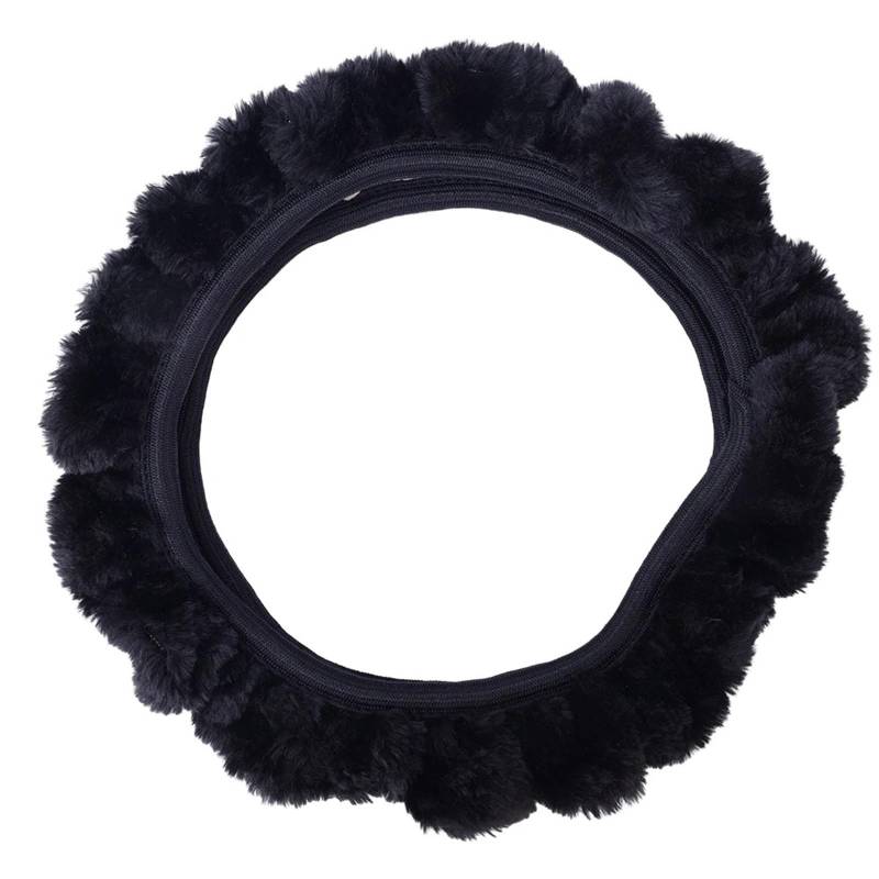 Auto Lenkradbezug 1PC Auto Lenkrad Plüsch Warme Rad Abdeckung Schalthebel Handbremse Abdeckung Schutz Dekoration Warme Super Dicken Plüsch Kragen Weichen Auto Lenkradschutz(Black) von Dnhqknog
