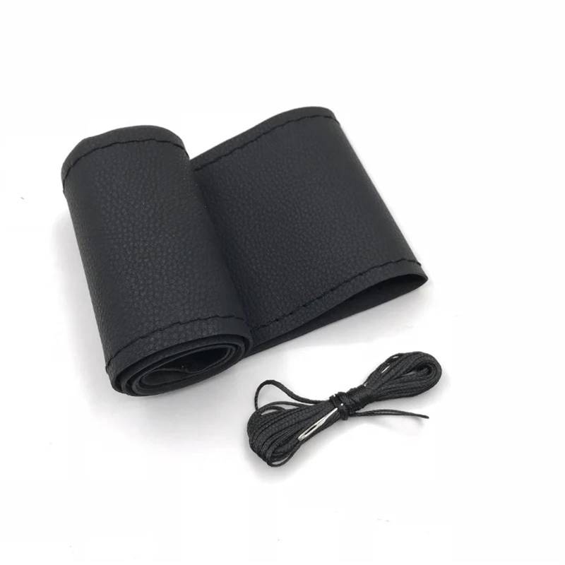 Auto Lenkradbezug 37/38CM Auto Lenkung Abdeckung DIY Lenkrad Abdeckungen Künstliche Leder Braid Design Mit Nadel Und Faden Innen Kits Auto Lenkradschutz(Black) von Dnhqknog