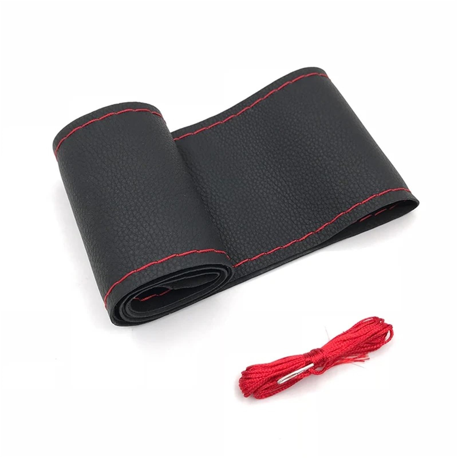 Auto Lenkradbezug 37/38CM Auto Lenkung Abdeckung DIY Lenkrad Abdeckungen Künstliche Leder Braid Design Mit Nadel Und Faden Innen Kits Auto Lenkradschutz(Red) von Dnhqknog