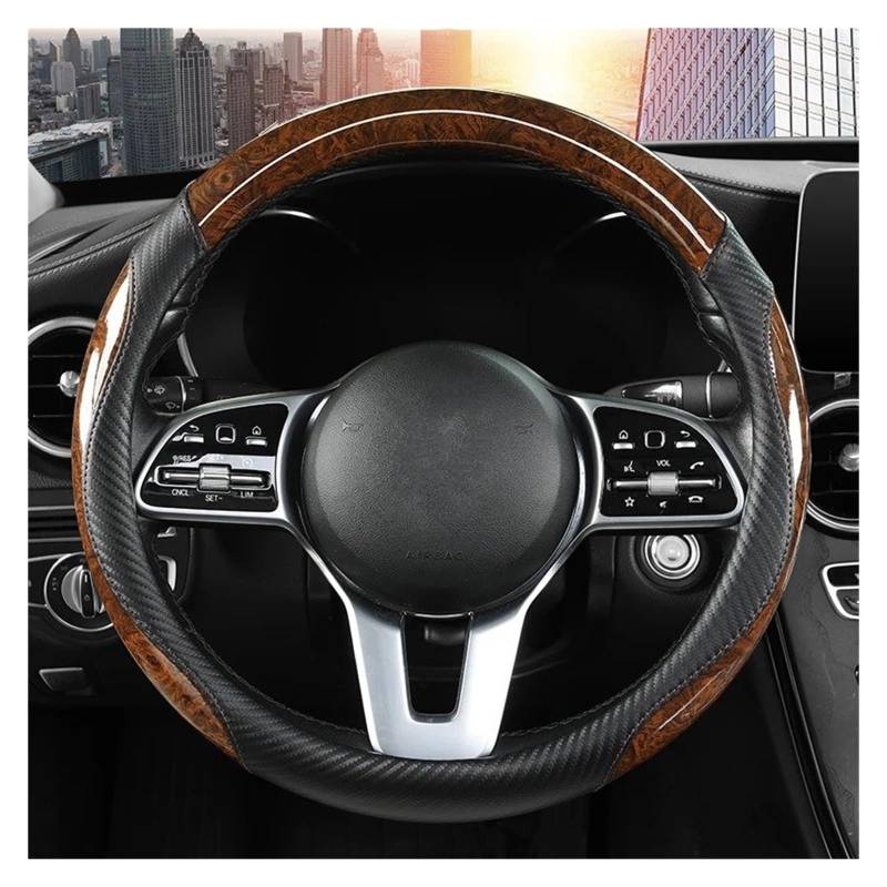 Auto Lenkradbezug Advanced Sense Einfache Pfirsichholzmaserung Auto-Lenkradabdeckung rutschfeste Four Seasons General Motors-Griffabdeckung Auto Lenkradschutz(Brown) von Dnhqknog