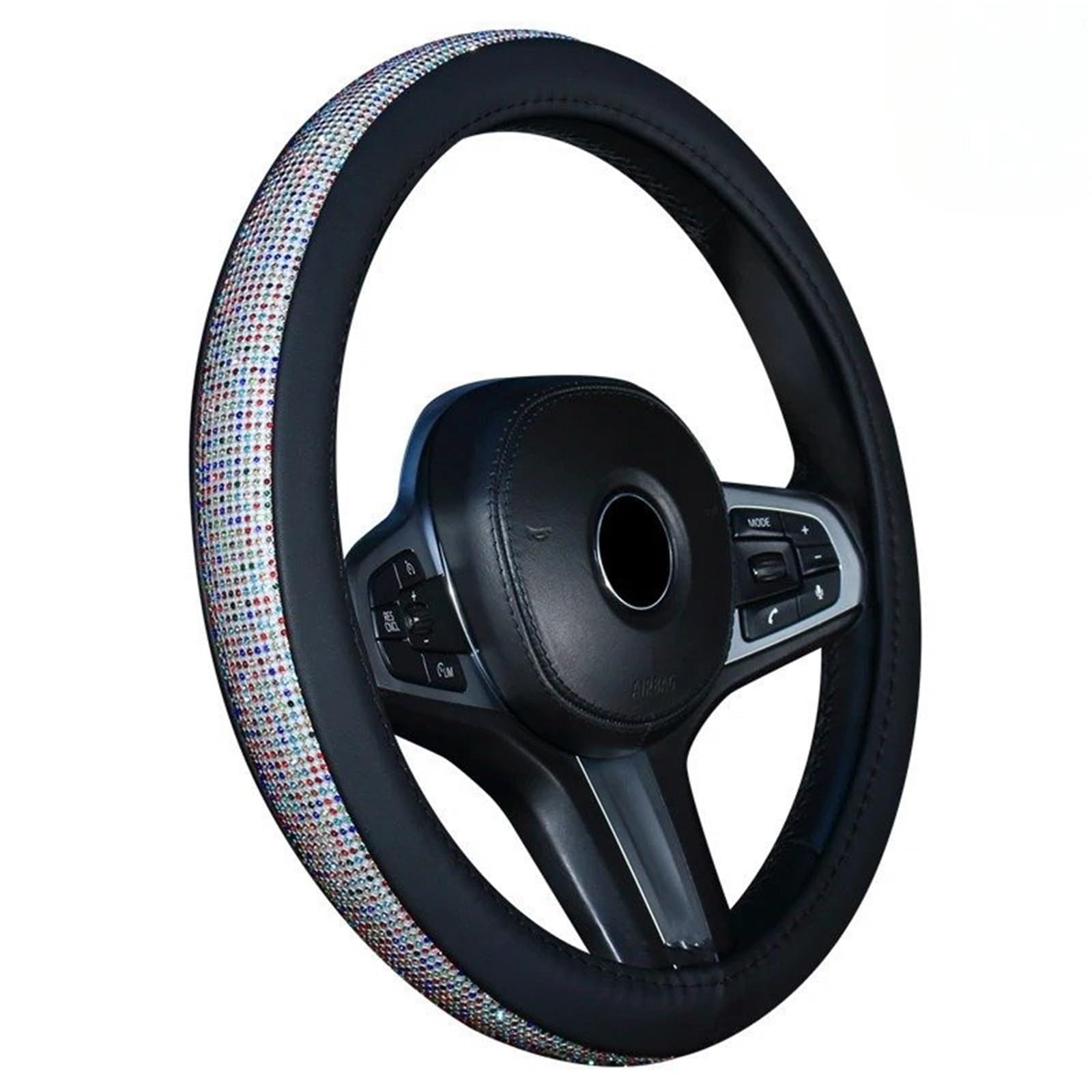 Auto Lenkradbezug Auto-Lenkradabdeckung Griffabdeckung Innenausstattung Kreative Dekoration Strass Universell rutschfest Lenkradabdeckung Auto Lenkradschutz(Colored Diamonds) von Dnhqknog