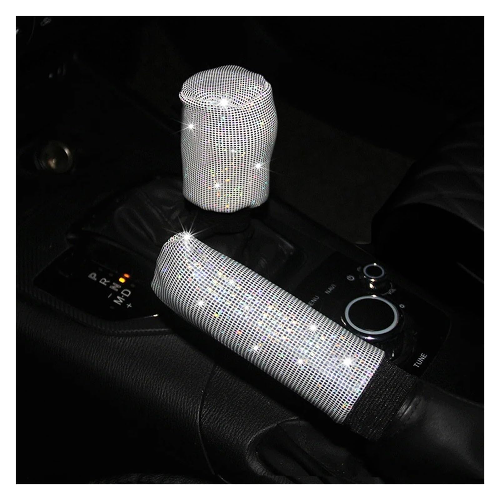 Auto Lenkradbezug Auto-Lenkradbezug Elastische Griffabdeckung Bunt Bronzierend Universell 37/38 cm Diamant-Lenkrad-Zubehör Auto Lenkradschutz(White 2PCS) von Dnhqknog
