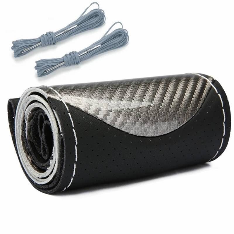 Auto Lenkradbezug Carbon Faser Auto Lenkrad Abdeckung DIY Hand Stich PU Leder Protector Flechten Abdeckung Für Lenkrad 38 cm Auto Lenkradschutz(1) von Dnhqknog