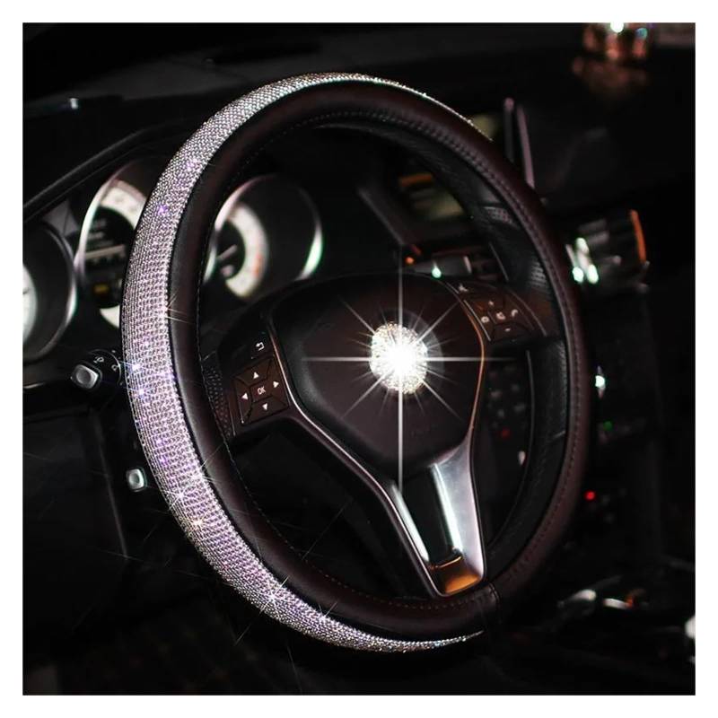 Auto Lenkradbezug Diamant Strass Kristall Auto Lenkrad Abdeckung PU Leder Auto Zubehör Fall Auto Styling Auto Lenkradschutz(Steering Wheel Cover) von Dnhqknog