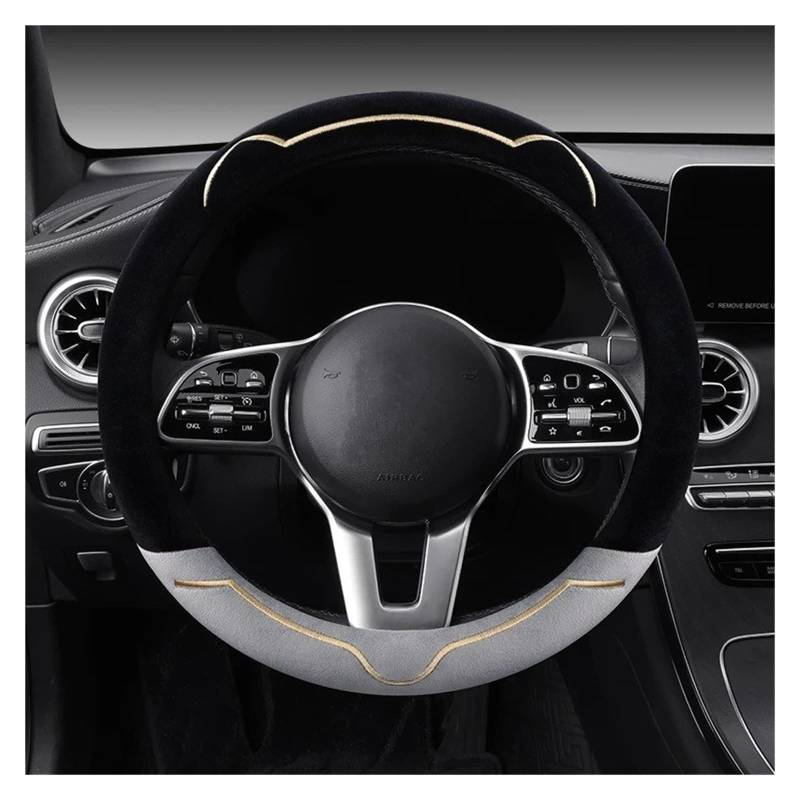 Auto Lenkradbezug Einfache Katzenohren-Serie Plüsch-Winter-Auto-Lenkradabdeckung Warme Verschleißfeste Auto-Griffabdeckung Auto Lenkradschutz(Gray) von Dnhqknog