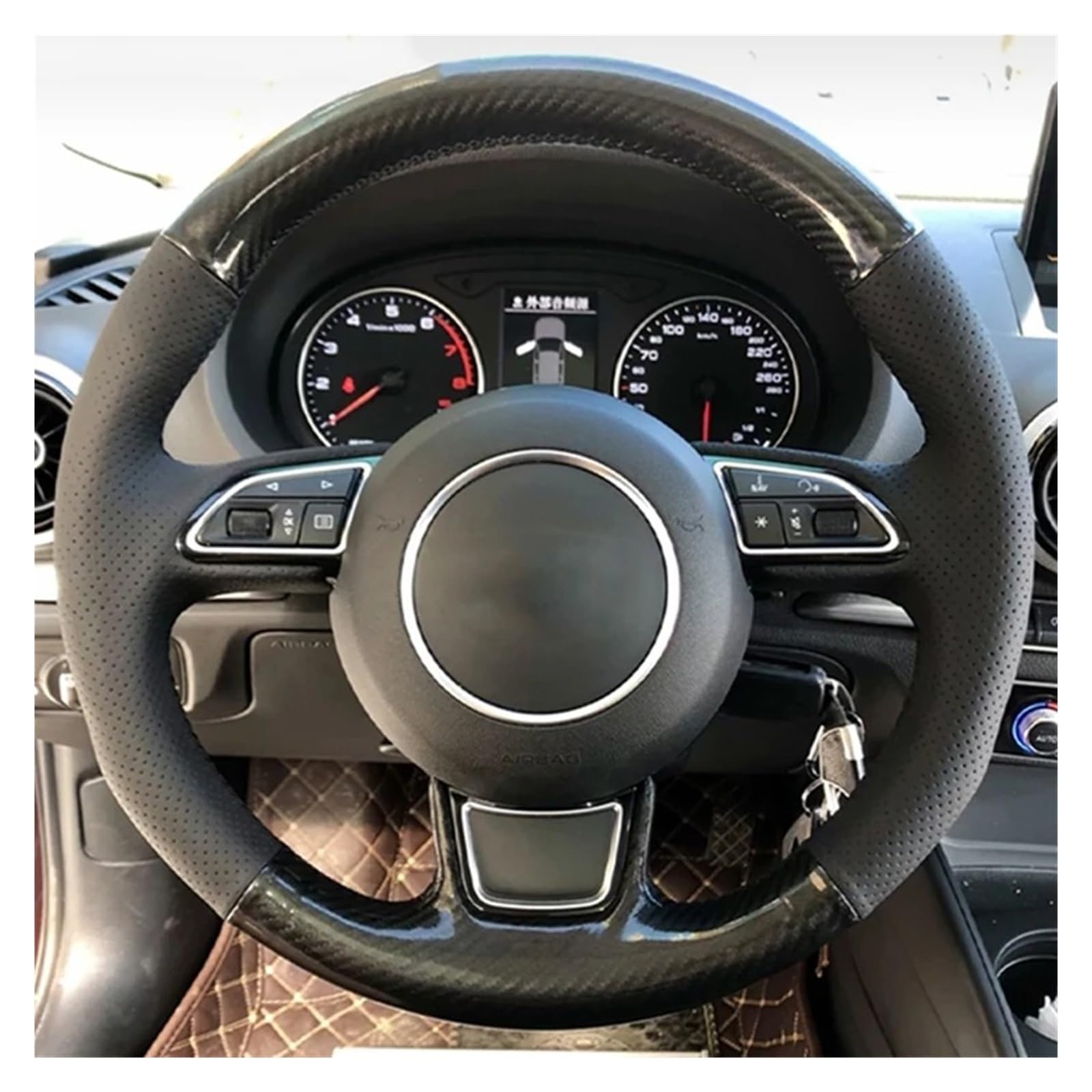 Auto Lenkradbezug Für A1 Für A3 Für A4 Für A7 Für S7 RS7 2012-2018 Auto Lenkrad Geflecht Abdeckung Wildleder Leder Auto Zubehör Auto Lenkradschutz(Style 6) von Dnhqknog