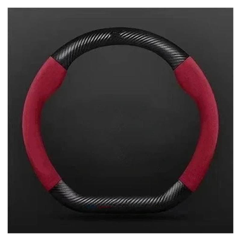 Auto Lenkradbezug Für BYD Für Atto 3 Für Dichtung Für Tang F3 E6 Für Qin Für Han Für Dolphin S6 Auto Wildleder Lenkrad Abdeckung Leder Anti-Slip Auto Lenkradschutz(Red) von Dnhqknog