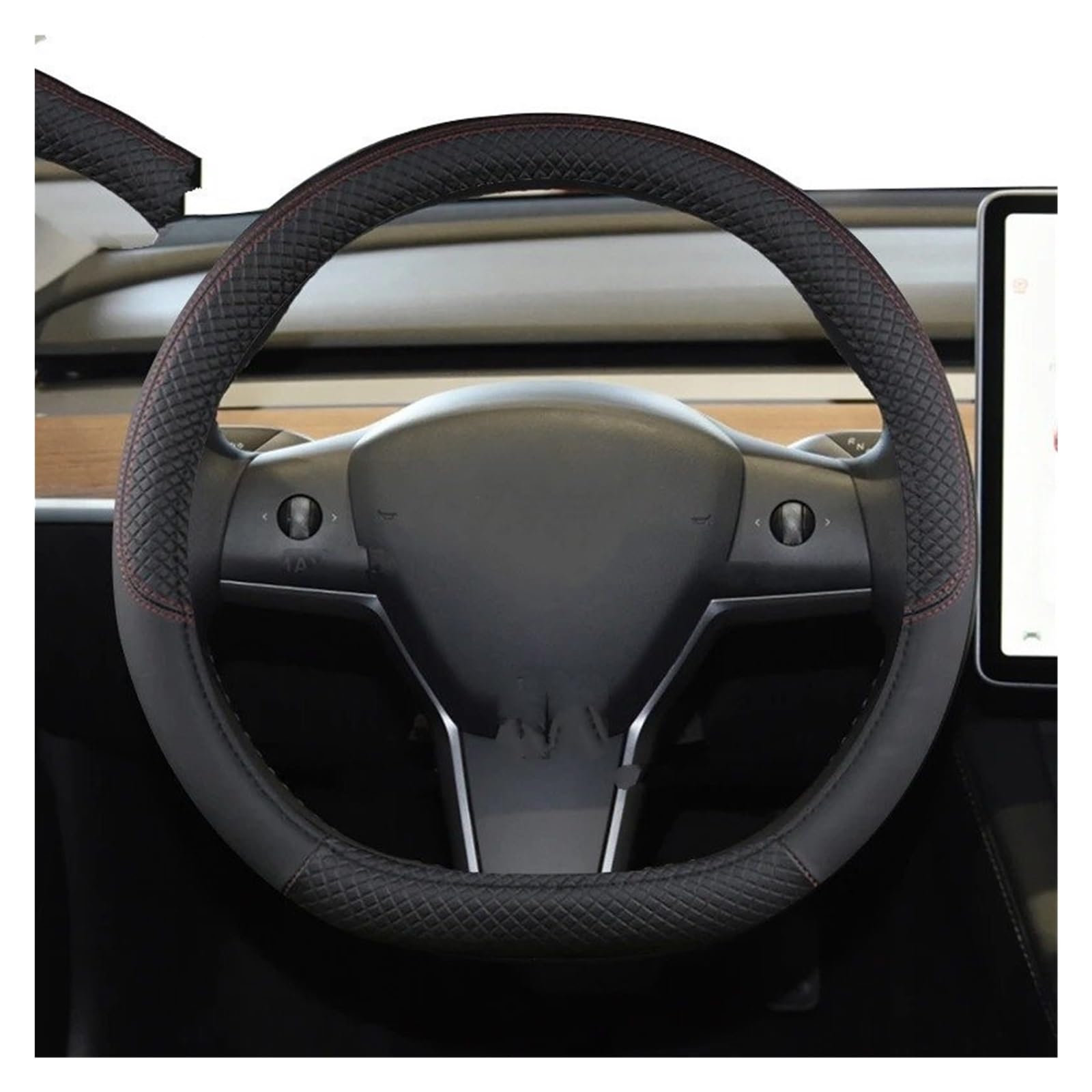 Auto Lenkradbezug Für BYD Für Dolphin Für Dichtung Für Atto3 Für Tang Für Yuan Für Plus Auto Lenkrad Abdeckung Nicht-Slip Auto Zubehör Auto Lenkradschutz(Black) von Dnhqknog