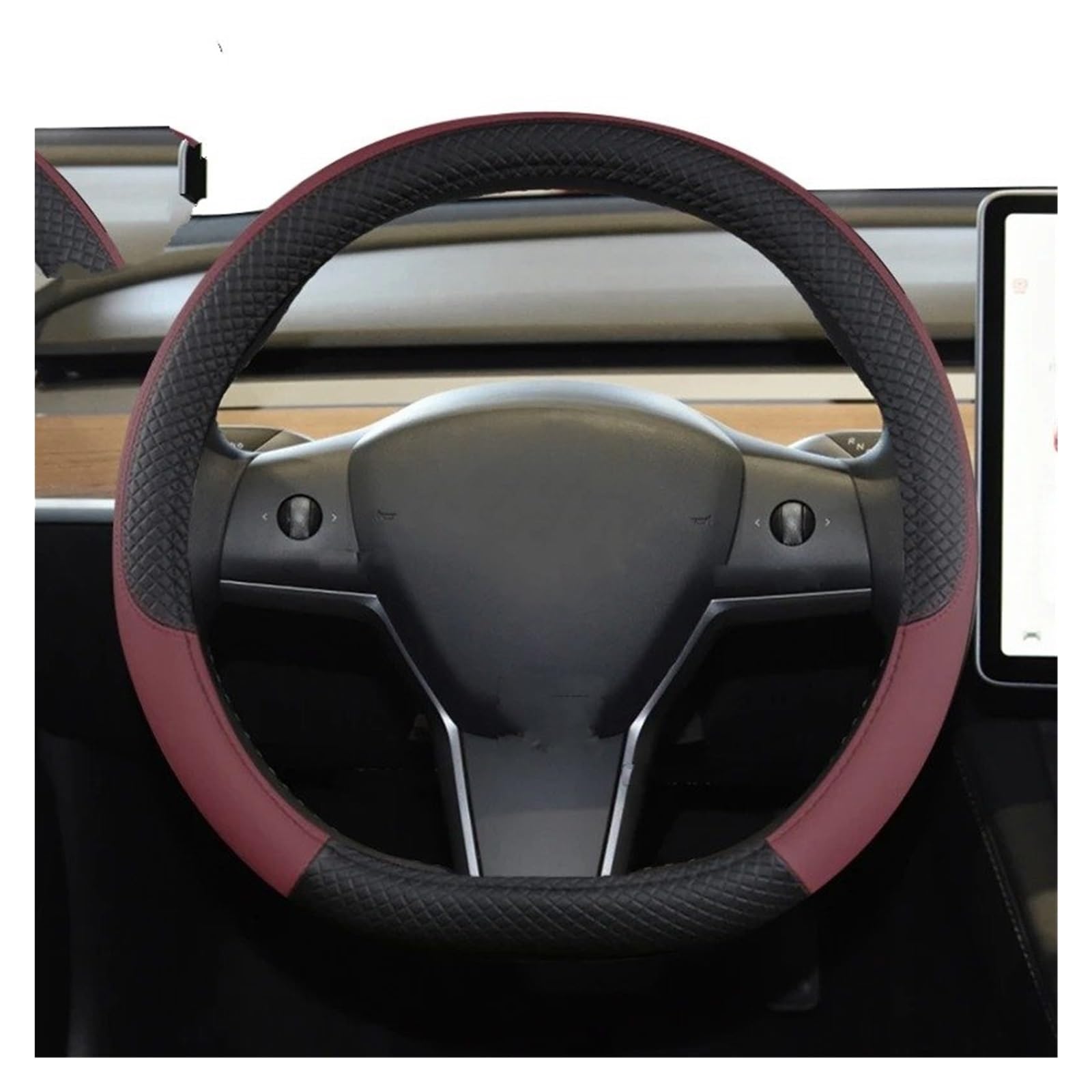 Auto Lenkradbezug Für BYD Für Dolphin Für Dichtung Für Atto3 Für Tang Für Yuan Für Plus Auto Lenkrad Abdeckung Nicht-Slip Auto Zubehör Auto Lenkradschutz(Wine Red) von Dnhqknog