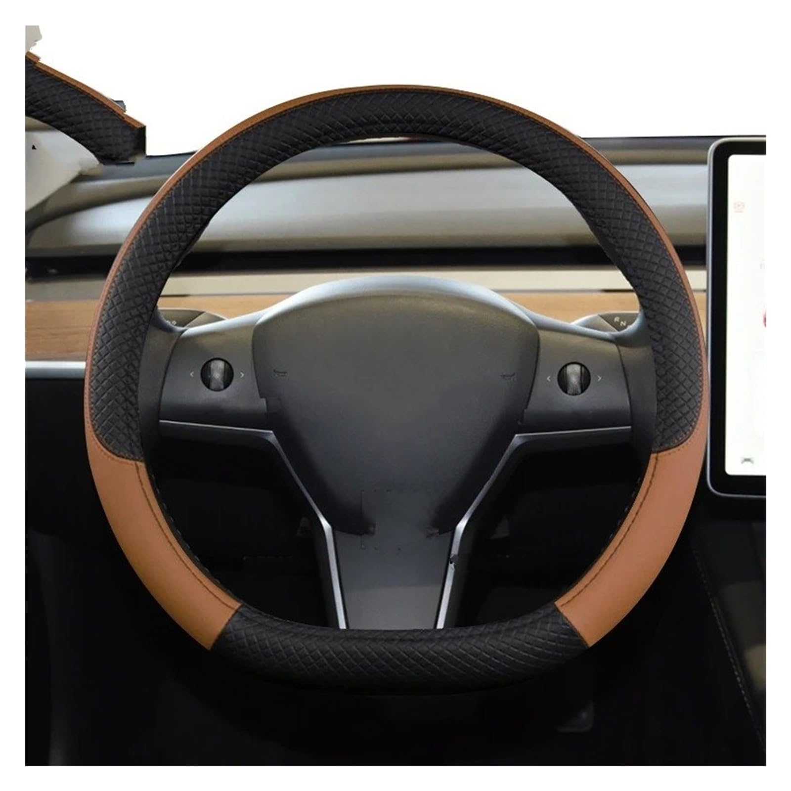 Auto Lenkradbezug Für BYD Für Dolphin Für Dichtung Für Tang Für Yuan Für Plus Auto Lenkrad Abdeckung Nicht-Slip Auto Zubehör Auto Lenkradschutz(Brown) von Dnhqknog