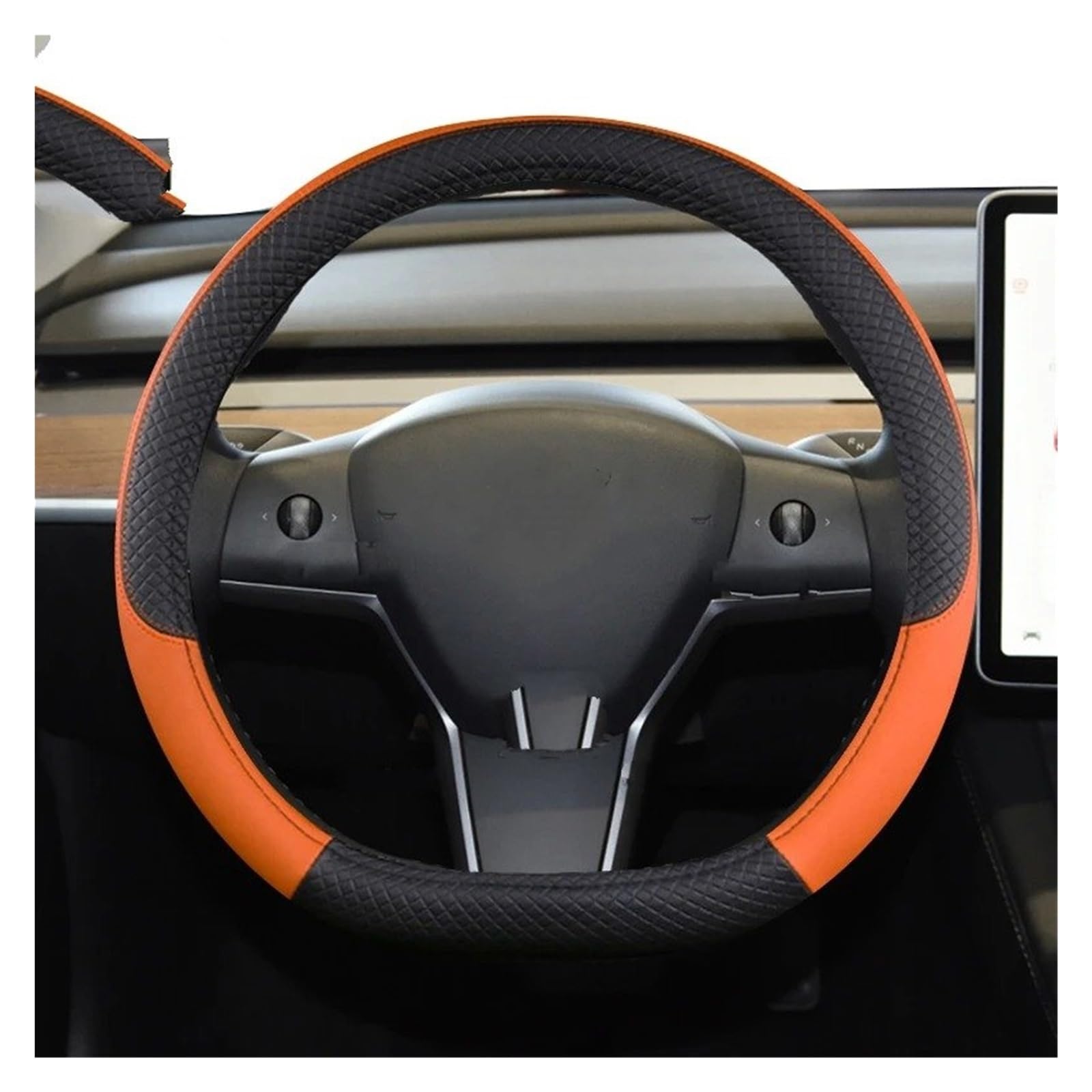 Auto Lenkradbezug Für BYD Für Dolphin Für Dichtung Für Tang Für Yuan Für Plus Auto Lenkrad Abdeckung Nicht-Slip Auto Zubehör Auto Lenkradschutz(Orange) von Dnhqknog