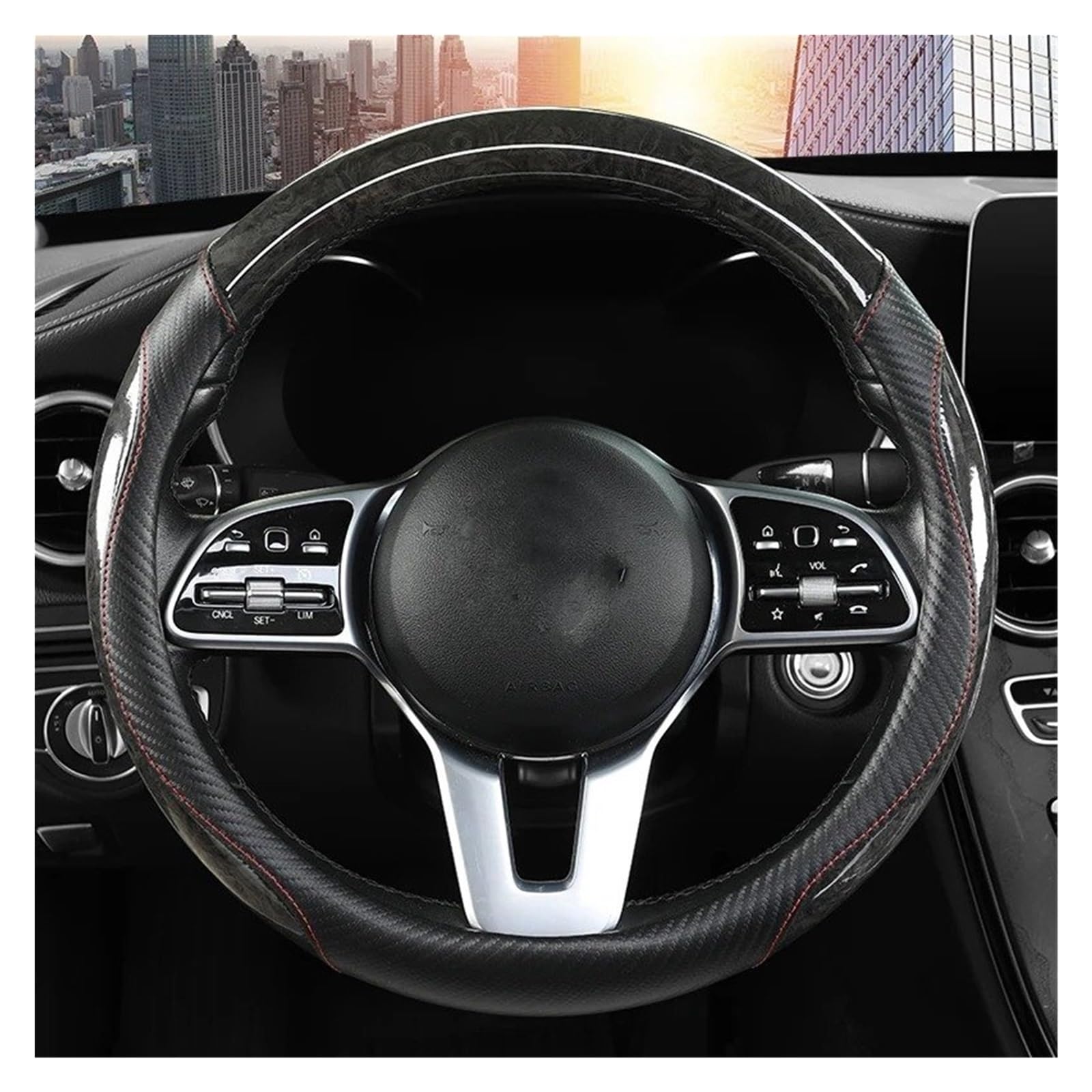 Auto Lenkradbezug Für Benz 2005 2006 2007 2008 2009 2010 2011 Pfirsich Holzmaserung Auto Lenkrad Abdeckung Nicht-Slip Vier Jahreszeiten Griff Abdeckung Auto Lenkradschutz(Black) von Dnhqknog