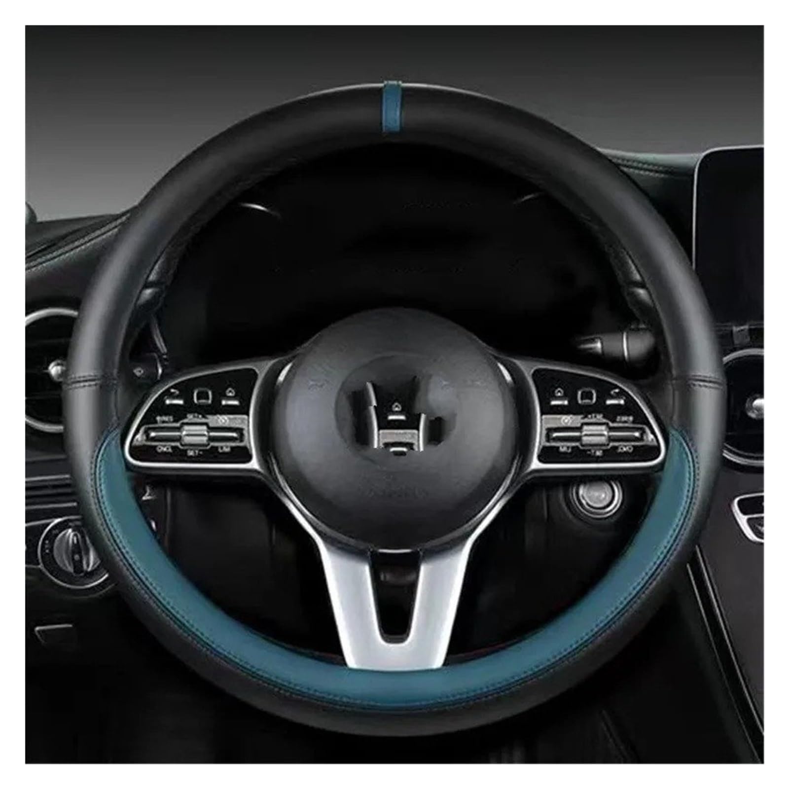 Auto Lenkradbezug Für Benz 2014 2015 2016 2017 2018 2019 Auto Lenkrad Abdeckung Atmungsaktive Anti Slip Auto Dekoration Lenkrad Abdeckung Zubehör Auto Lenkradschutz(Peacock Blue) von Dnhqknog