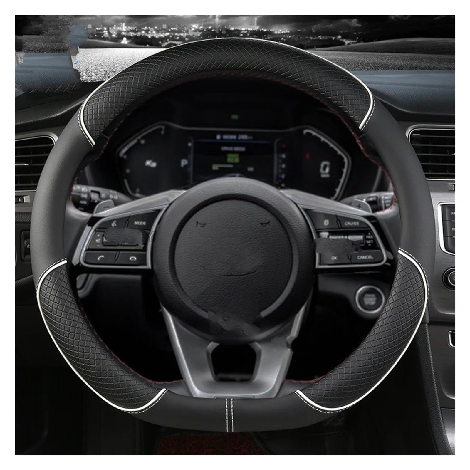 Auto Lenkradbezug Für Benz 2015 2016 2017 2018 2019 2020 2021 2022 2023 Lenkradabdeckung Universalabdeckung Anti-Rutsch-Venen-Design Auto Lenkradschutz(White Circular) von Dnhqknog