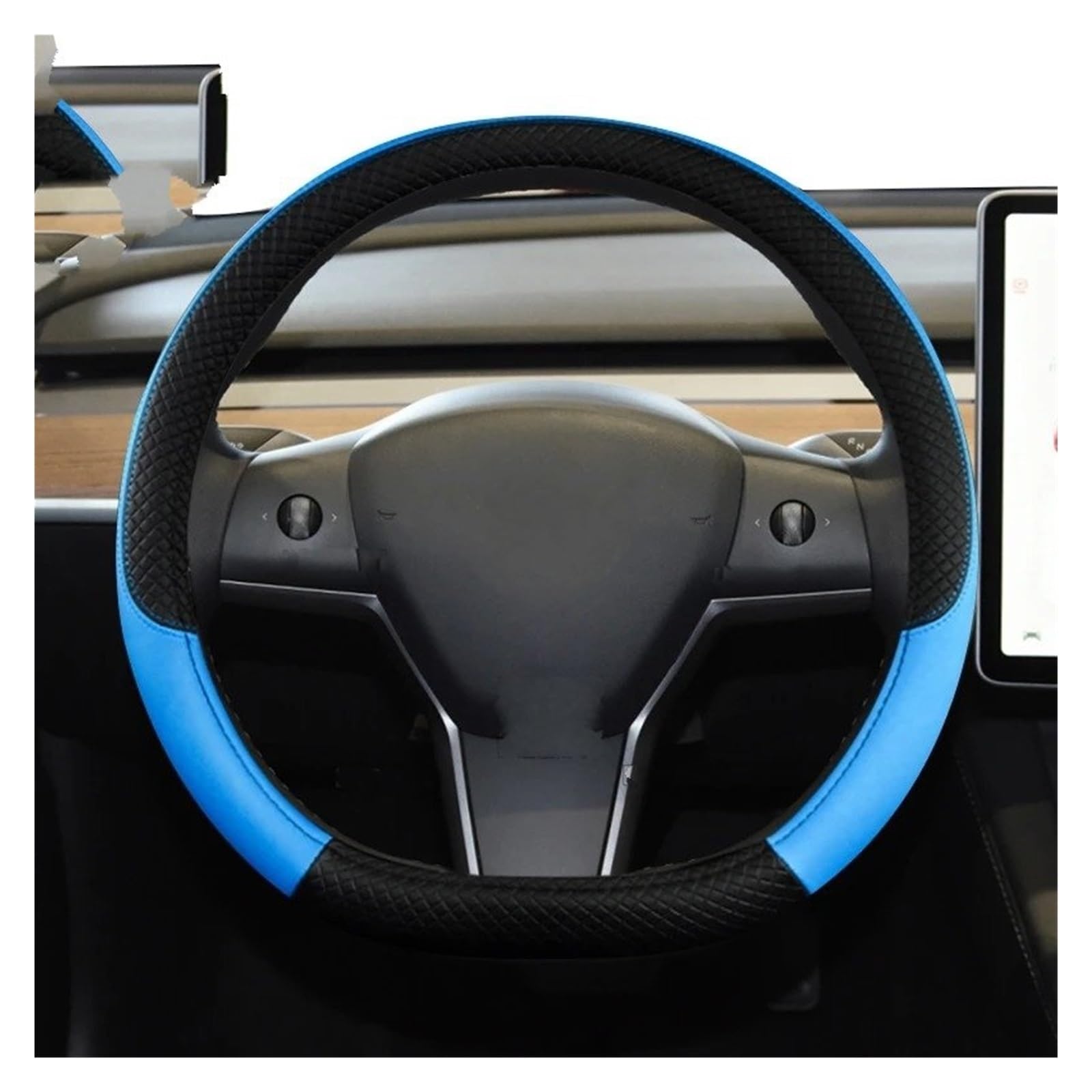 Auto Lenkradbezug Für Citroen Für C3 Für Picasso Auto Lenkrad Abdeckung Nicht-Slip Auto Zubehör Auto Lenkradschutz(D Shape Blue) von Dnhqknog