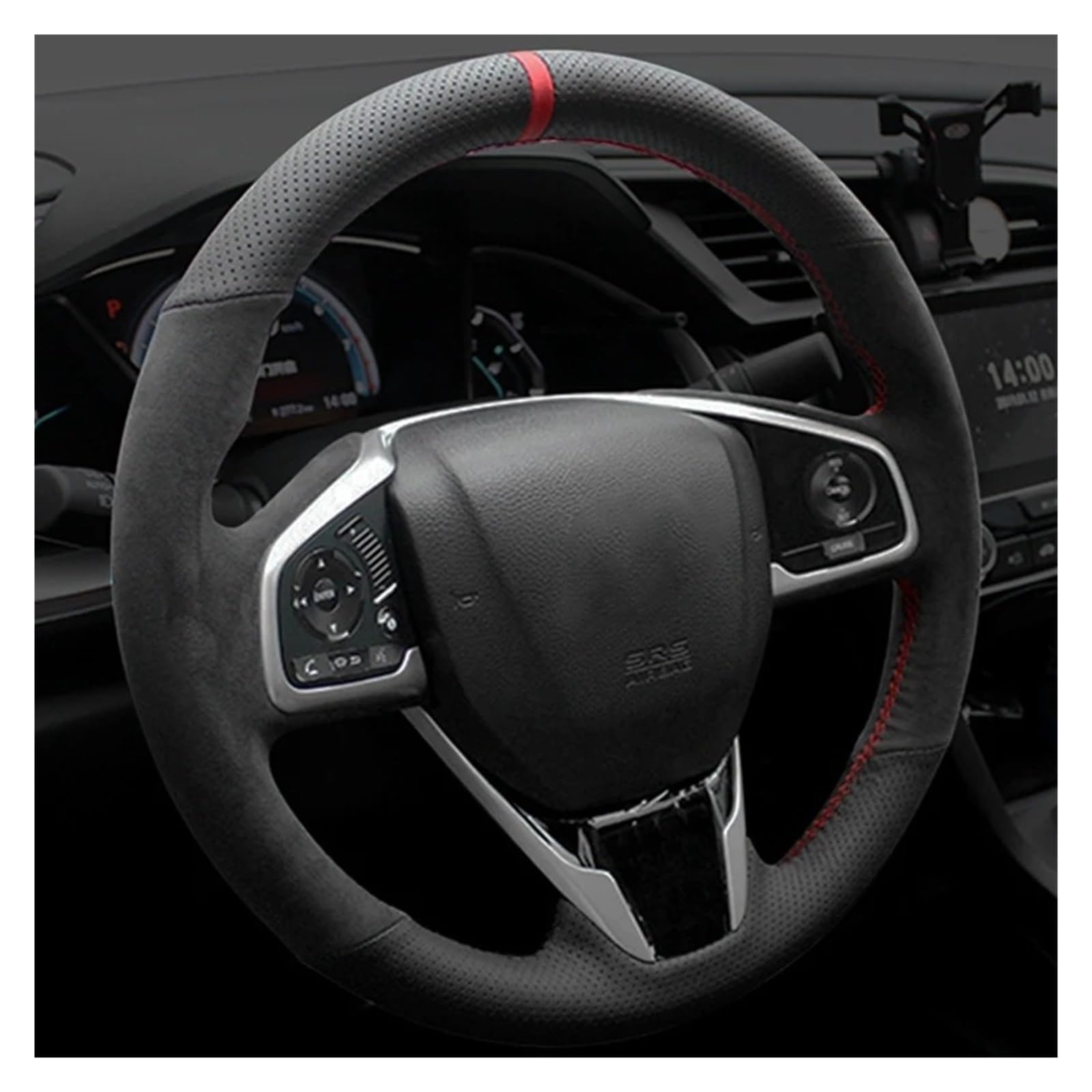Auto Lenkradbezug Für Civic 10 Für CR-V Für CRV Für Klarheit 2016-2021 Auto Lenkrad Abdeckung Nicht-Slip Carbon Faser Wildleder Geflecht Auto Lenkradschutz(Style 1) von Dnhqknog