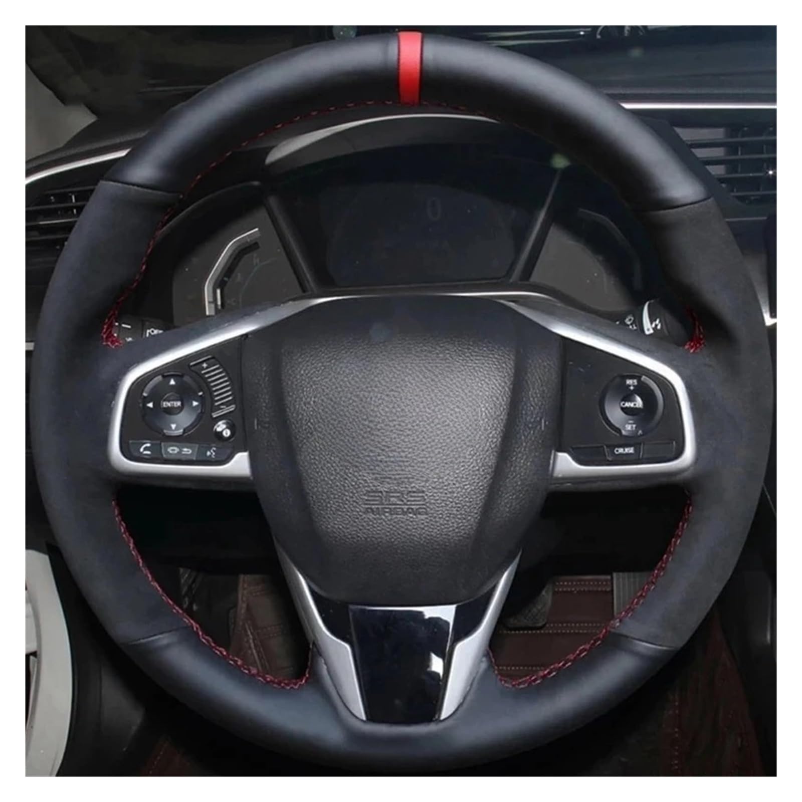 Auto Lenkradbezug Für Civic 10 Für CR-V Für CRV Für Klarheit 2016-2021 Auto Lenkrad Abdeckung Nicht-Slip Carbon Faser Wildleder Geflecht Auto Lenkradschutz(Style 2) von Dnhqknog