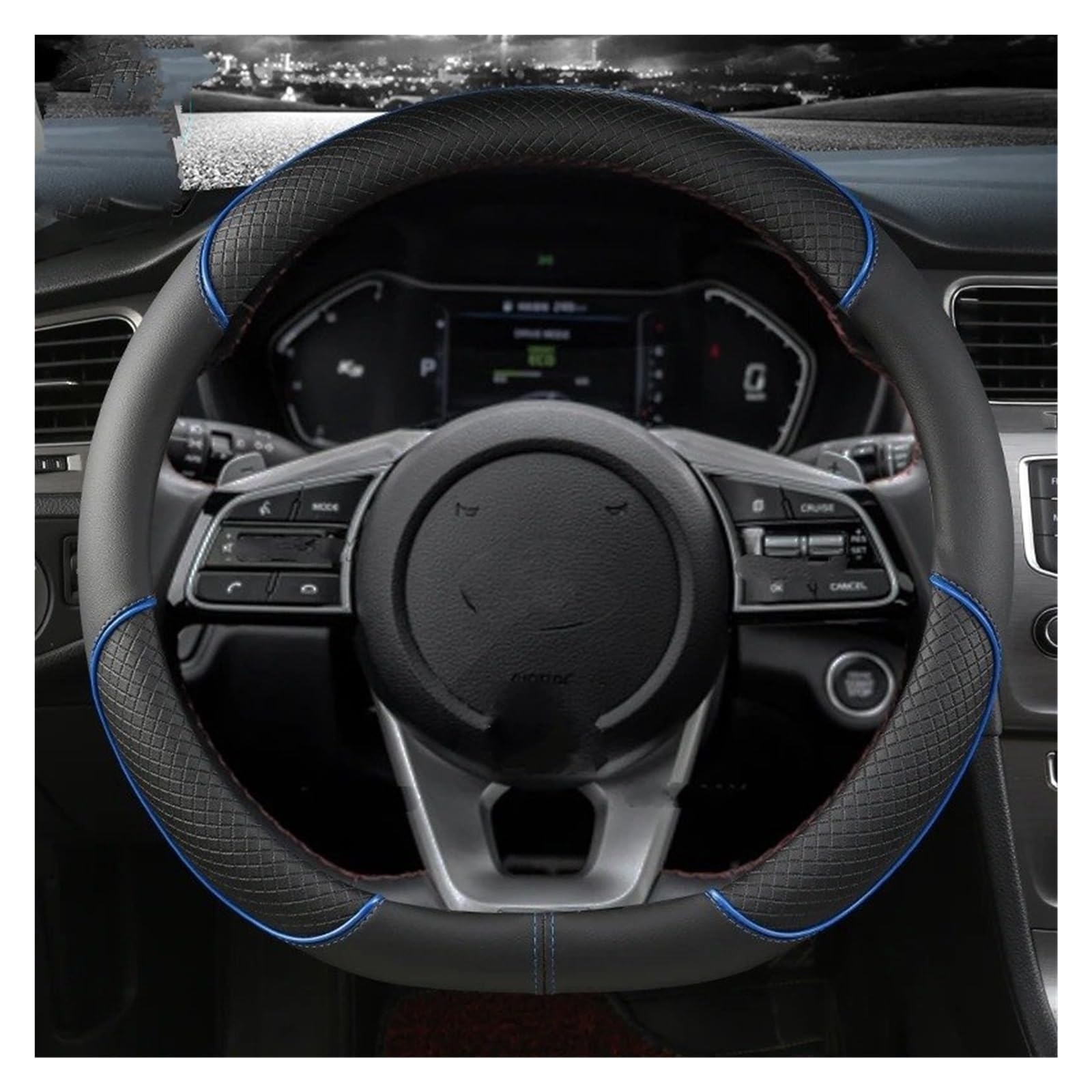 Auto Lenkradbezug Für FIAT Für Tipo Für Fullback Für Strada Für Toro Für Doblo Für Freemont Für Bravo Für Stilo Auto Zubehör Auto Lenkrad Abdeckung Auto Lenkradschutz(Blue D Shape) von Dnhqknog