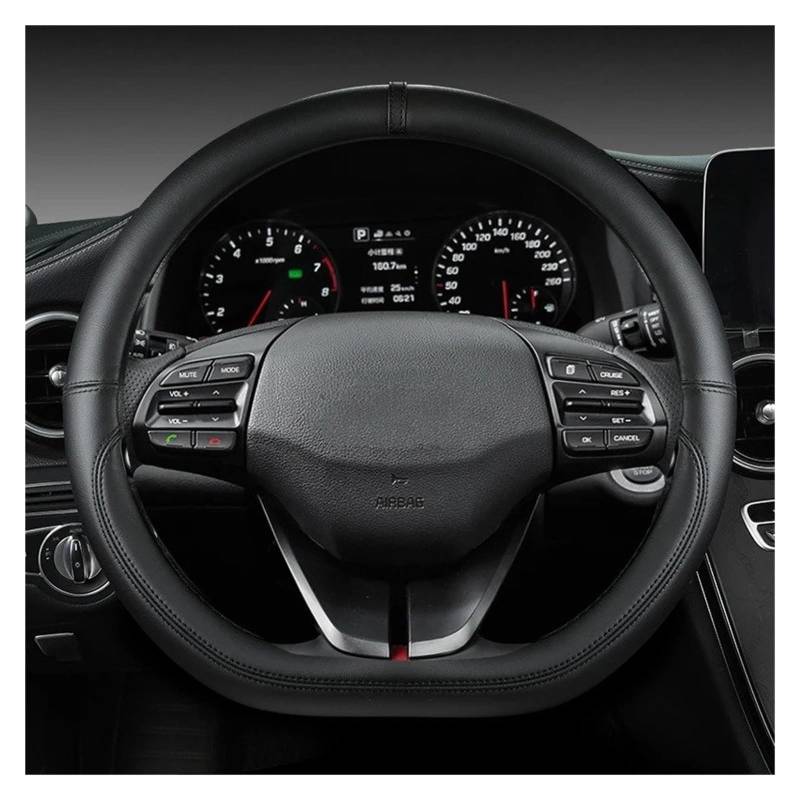 Auto Lenkradbezug Für Hyundai Für I30 Für Creta Für Tucson Für Ix35 Für Elantra Für Santa Fe Für Kona Für I40 Auto Lenkrad Abdeckungen 38 cm Auto Lenkradschutz(Black D Shape) von Dnhqknog