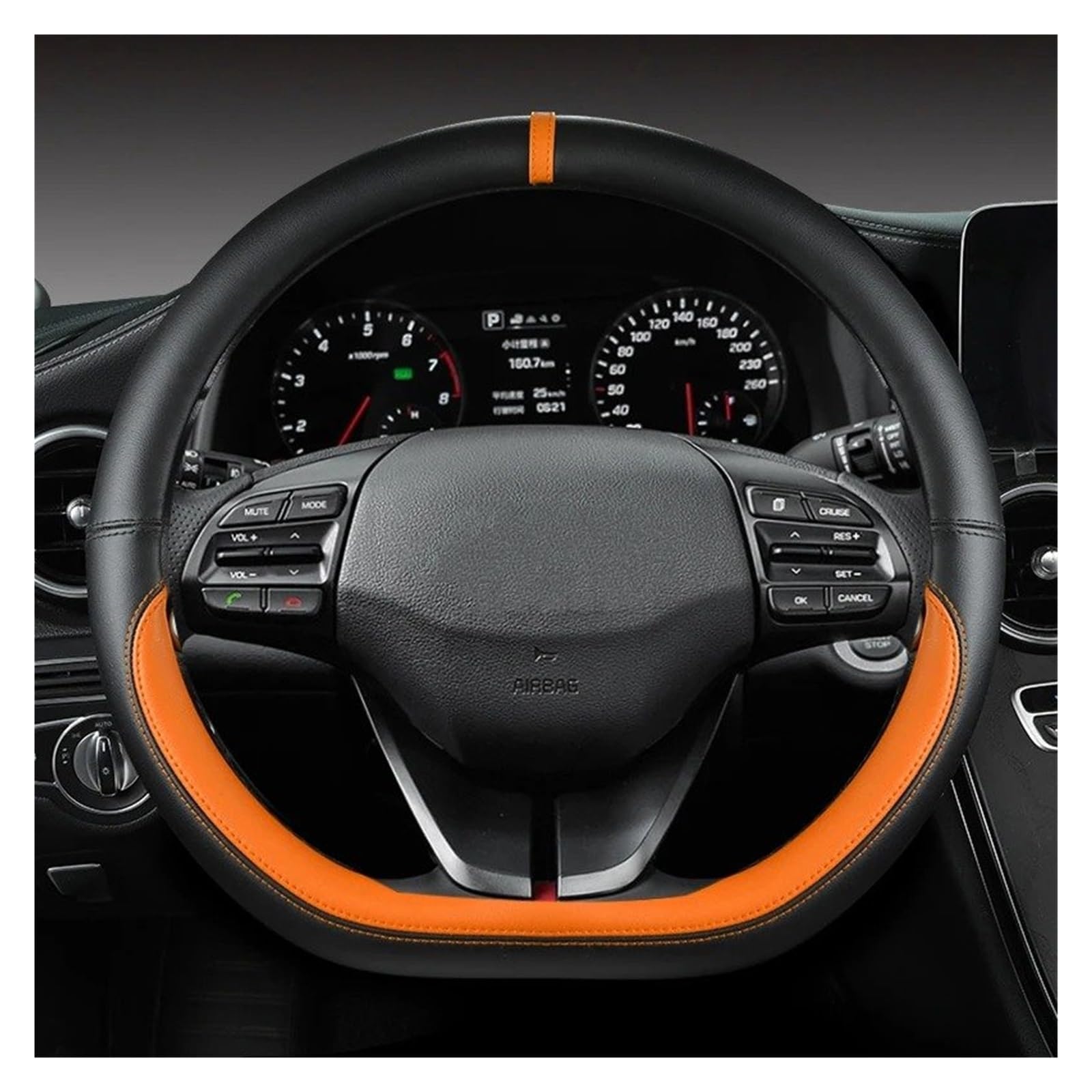 Auto Lenkradbezug Für Hyundai Für I30 Für Creta Für Tucson Für Ix35 Für Elantra Für Santa Fe Für Kona Für I40 Auto Lenkrad Abdeckungen 38 cm Auto Lenkradschutz(Orage D Shape) von Dnhqknog