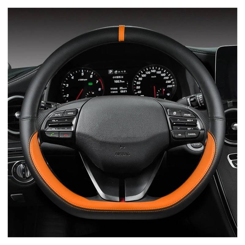 Auto Lenkradbezug Für Hyundai Für I30 Für Creta Für Tucson Für Ix35 Für Elantra Für Santa Fe Für Kona Für I40 Auto Lenkrad Abdeckungen 38 cm Auto Lenkradschutz(Orage D Shape) von Dnhqknog