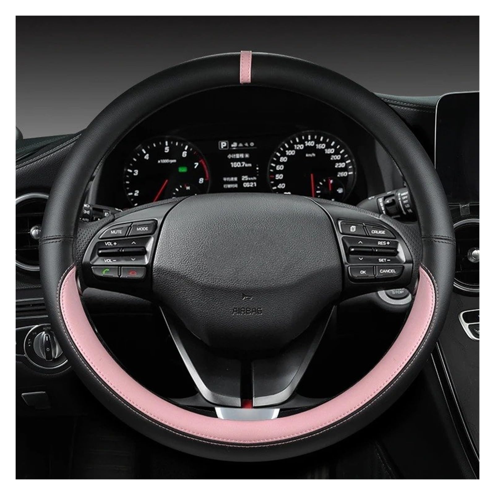 Auto Lenkradbezug Für Hyundai Für I30 Für Creta Für Tucson Für Ix35 Für Elantra Für Santa Fe Für Kona Für I40 Auto Lenkrad Abdeckungen 38 cm Auto Lenkradschutz(PINK O Shape) von Dnhqknog