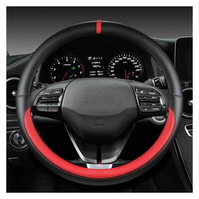 Auto Lenkradbezug Für Hyundai Für I30 Für Creta Für Tucson Für Ix35 Für Elantra Für Santa Fe Für Kona Für I40 Auto Lenkrad Abdeckungen 38 cm Auto Lenkradschutz(RED O Shape) von Dnhqknog
