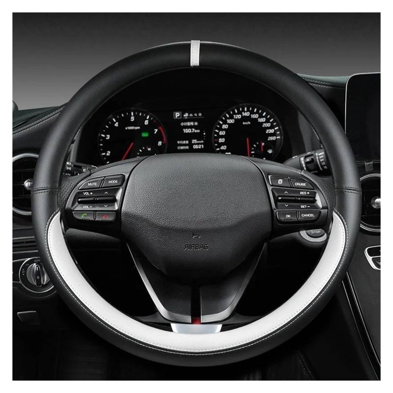 Auto Lenkradbezug Für Hyundai Für I30 Für Creta Für Tucson Für Ix35 Für Elantra Für Santa Fe Für Kona Für I40 Auto Lenkrad Abdeckungen 38 cm Auto Lenkradschutz(White O Shape) von Dnhqknog