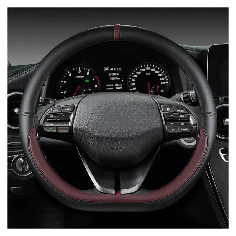 Auto Lenkradbezug Für Hyundai Für I30 Für Creta Für Tucson Für Ix35 Für Elantra Für Santa Fe Für Kona Für I40 Auto Lenkrad Abdeckungen 38 cm Auto Lenkradschutz(Wine RED D Shape) von Dnhqknog