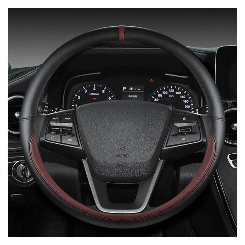 Auto Lenkradbezug Für Hyundai Für I30 Für Creta Für Tucson Für Ix35 Für Elantra Für Santa Fe Für Kona Für I40 Auto Lenkrad Abdeckungen 38 cm Auto Lenkradschutz(Wine RED O Shape) von Dnhqknog