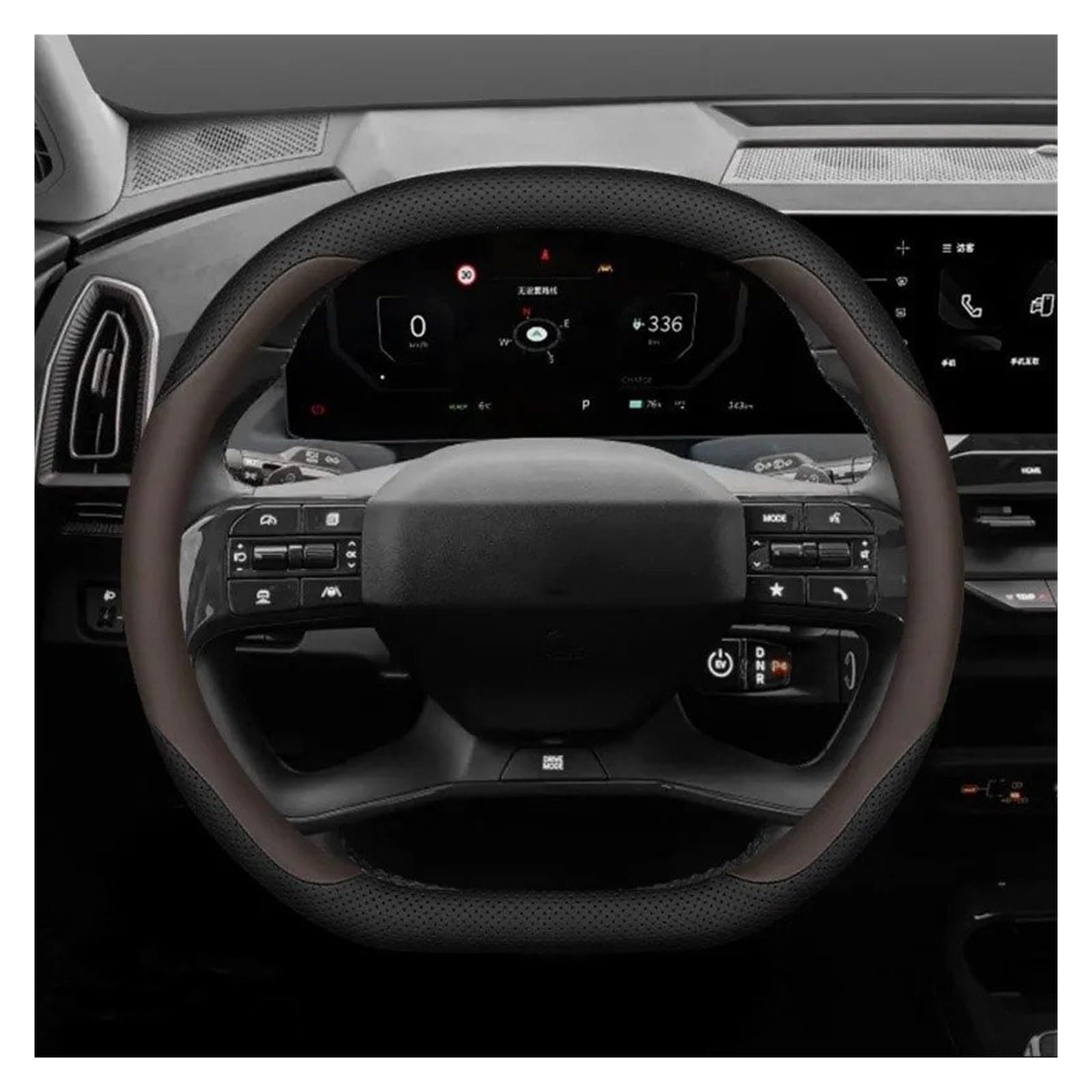 Auto Lenkradbezug Für KIA EV5 EV9 2023 2024 2025 Carbon Faser Auto Auto Lenkrad Abdeckung Anti Slip Spezielle Innen Schutz Zubehör Auto Lenkradschutz(Black Brown) von Dnhqknog