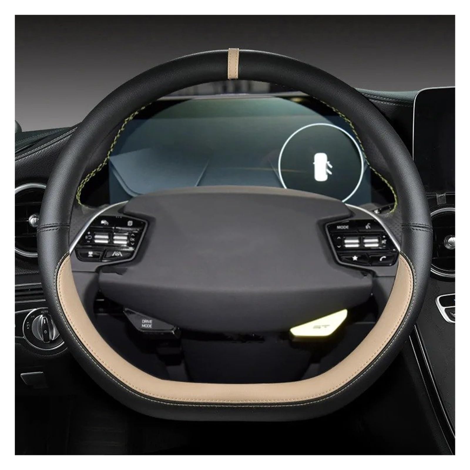 Auto Lenkradbezug Für KIA K5 KX5 K2 K3 GT Für Rio Für Cerato Für Sportage Für Stinger 2021 2022 Auto Lenkrad Abdeckung 38cm Leder Auto Lenkradschutz(BEIGE D Shape) von Dnhqknog
