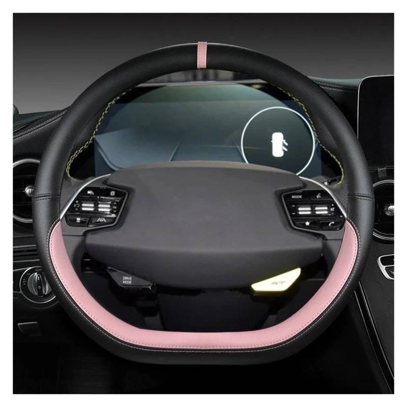 Auto Lenkradbezug Für KIA K5 KX5 K2 K3 GT Für Rio Für Cerato Für Sportage Für Stinger 2021 2022 Auto Lenkrad Abdeckung 38cm Leder Auto Lenkradschutz(PINK D Shape) von Dnhqknog