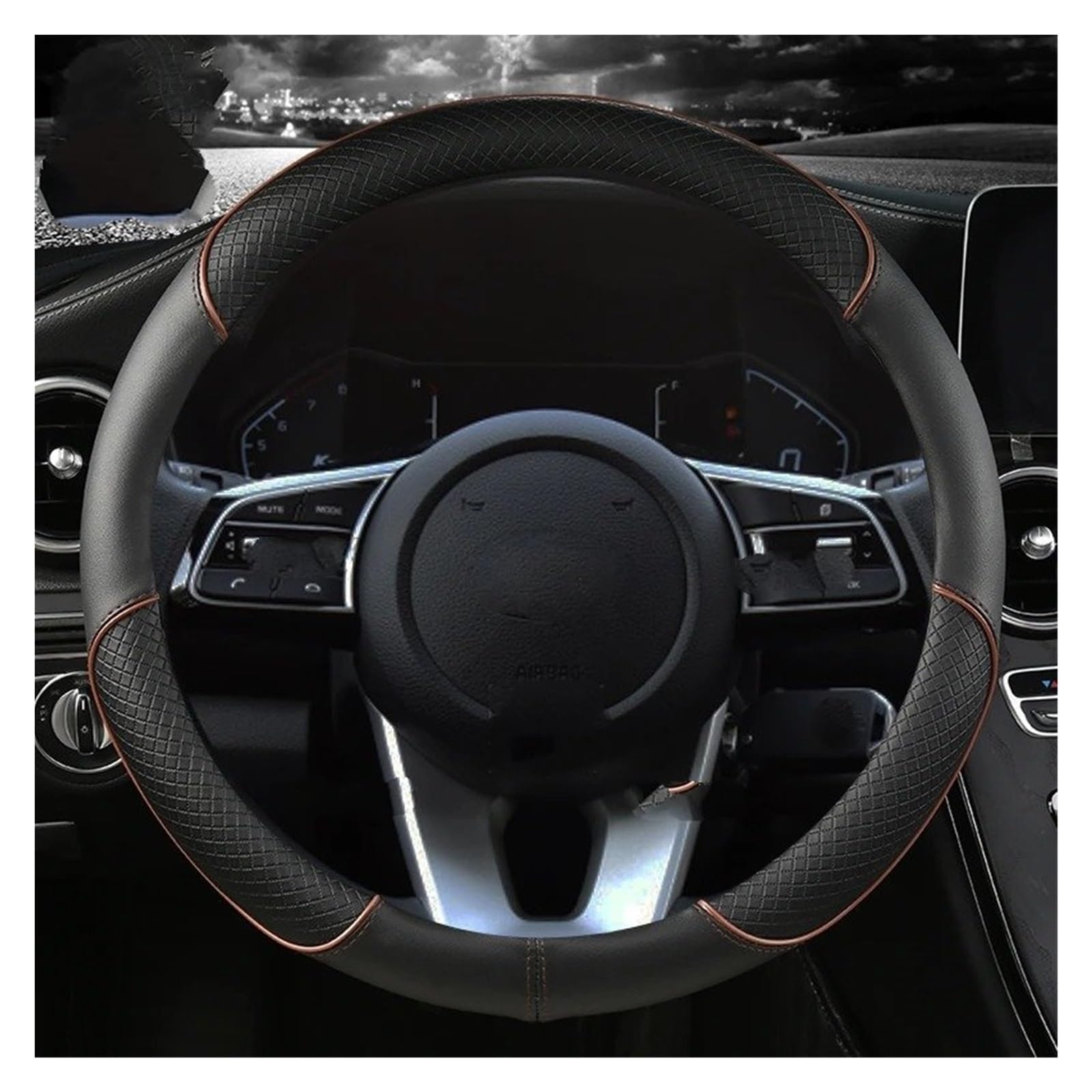 Auto Lenkradbezug Für Kia Für Ceed Für Sportage Für Picanto Für Cerato Für Seltos Für Soul Für Rio 3 4 5 Auto Zubehör Auto Lenkrad Abdeckung Auto Lenkradschutz(O Shape Coffee) von Dnhqknog
