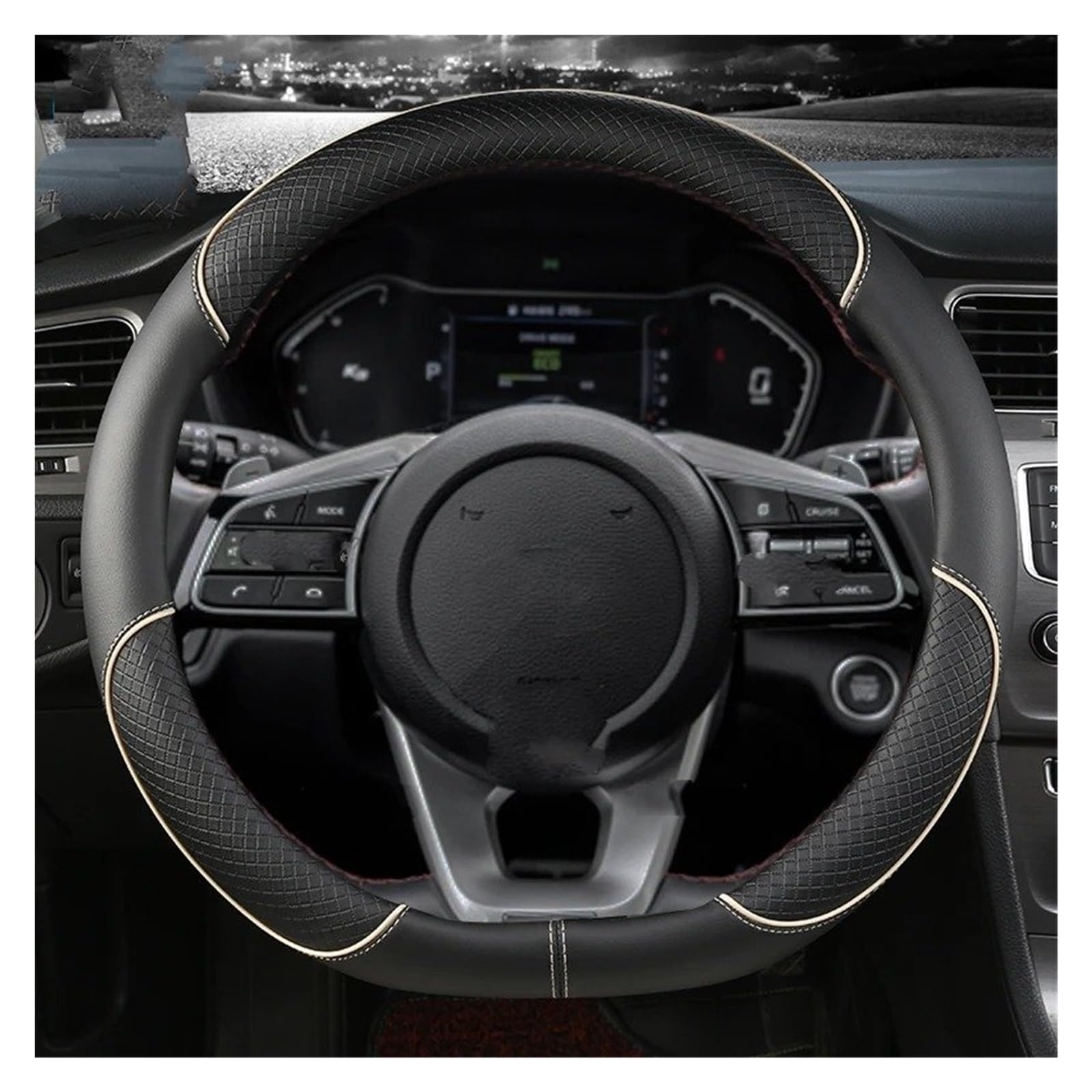 Auto Lenkradbezug Für Kia Für Ceed Für XCeed Für Ceed GT Auto Zubehör Innen Auto Lenkrad Abdeckung Auto Lenkradschutz(D Shape Beige) von Dnhqknog