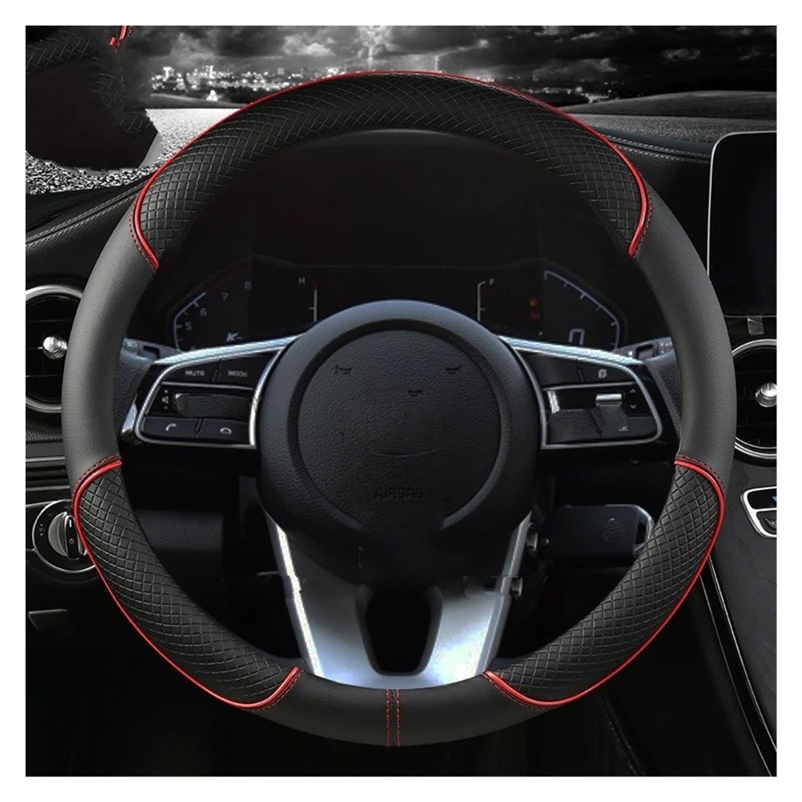 Auto Lenkradbezug Für Kia Für Rio 2 3 4 X Für Linie Für Kombi K2 K3 K4 K5 KX1 KX3 KX5 Auto Zubehör Auto Lenkrad Abdeckung Auto Lenkradschutz(O Shape Red) von Dnhqknog