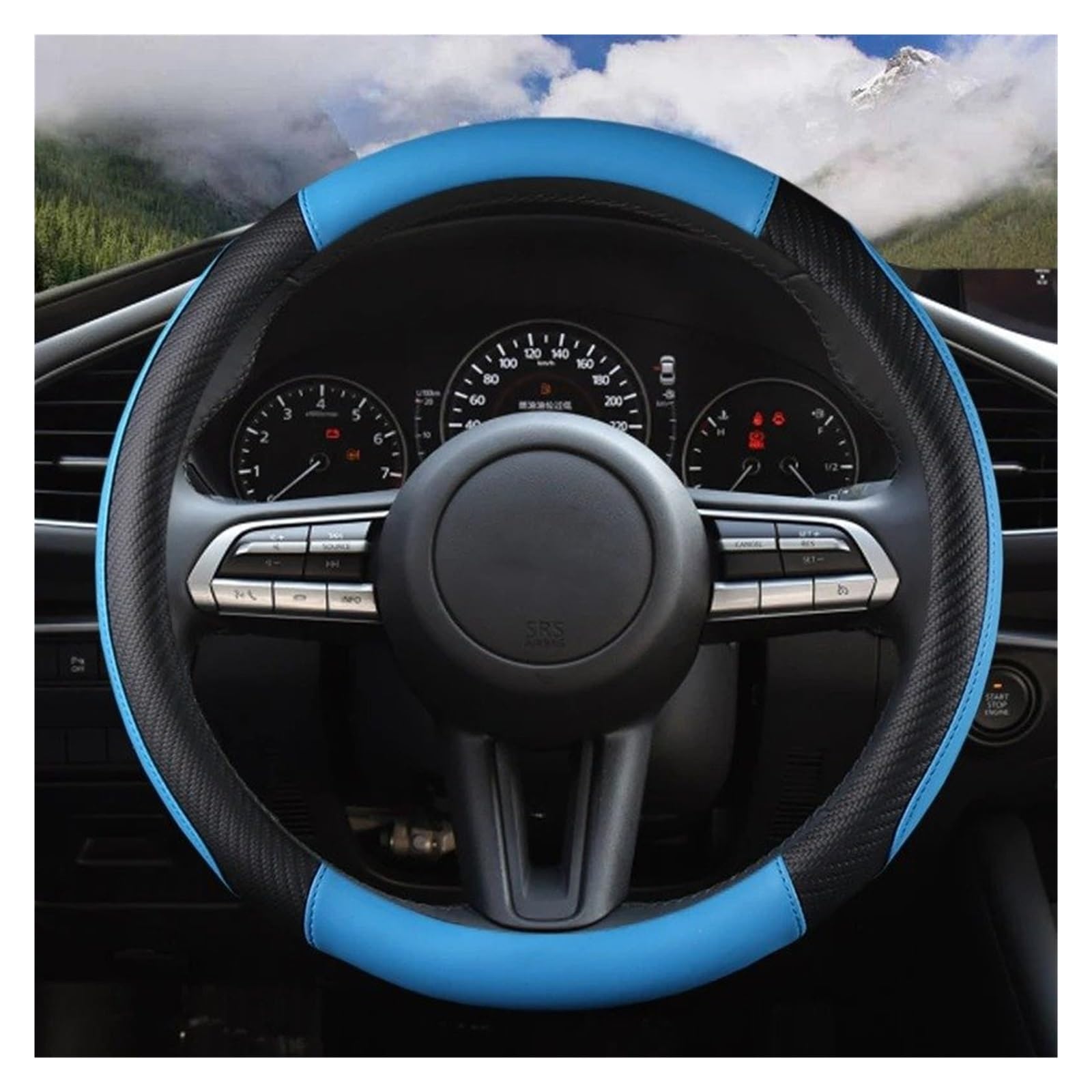 Auto Lenkradbezug Für Mazda 3 Für Axela Für CX-30 MX-30 Für CX-5 CX-50 2019-2021 PU Leder Auto Lenkrad Abdeckung Auto Zubehör Auto Lenkradschutz(Blue) von Dnhqknog