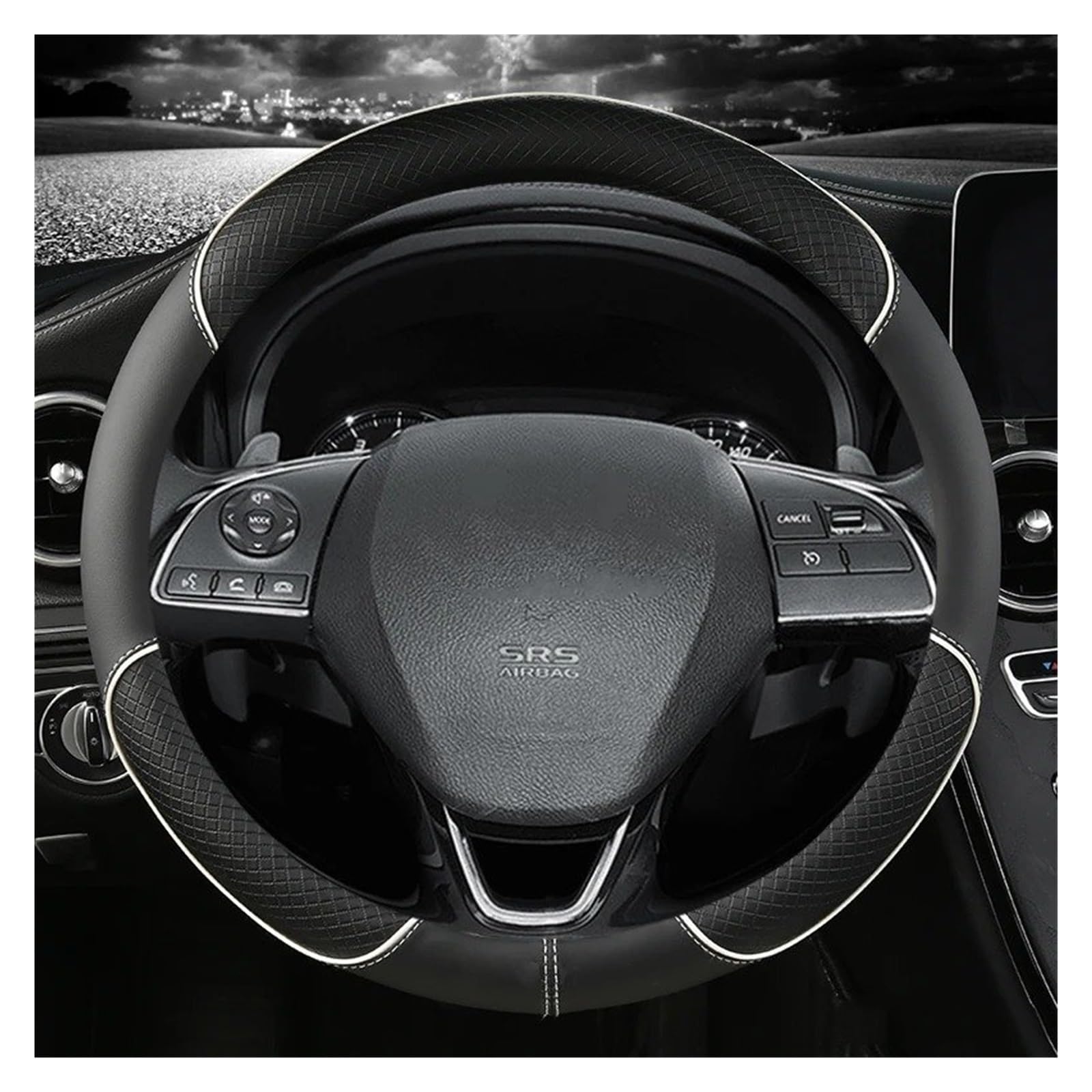Auto Lenkradbezug Für Mitsubishi Für ASX 308 Für Eclipse Für Cross Für Pajero Für Outlander Auto Lenkrad Abdeckungen Leder Schutz Abdeckungen Auto Lenkradschutz(White) von Dnhqknog