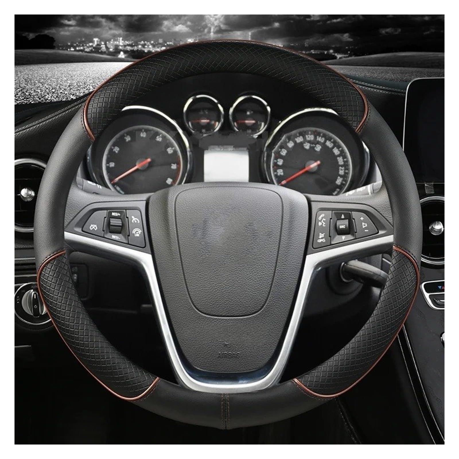 Auto Lenkradbezug Für Opel Für Mokka 2013-2016 Für Insignia 2009-2013 Für Astra J 2010-2015 PU Leder Auto Lenkrad Abdeckung Zubehör Auto Lenkradschutz(Coffee) von Dnhqknog