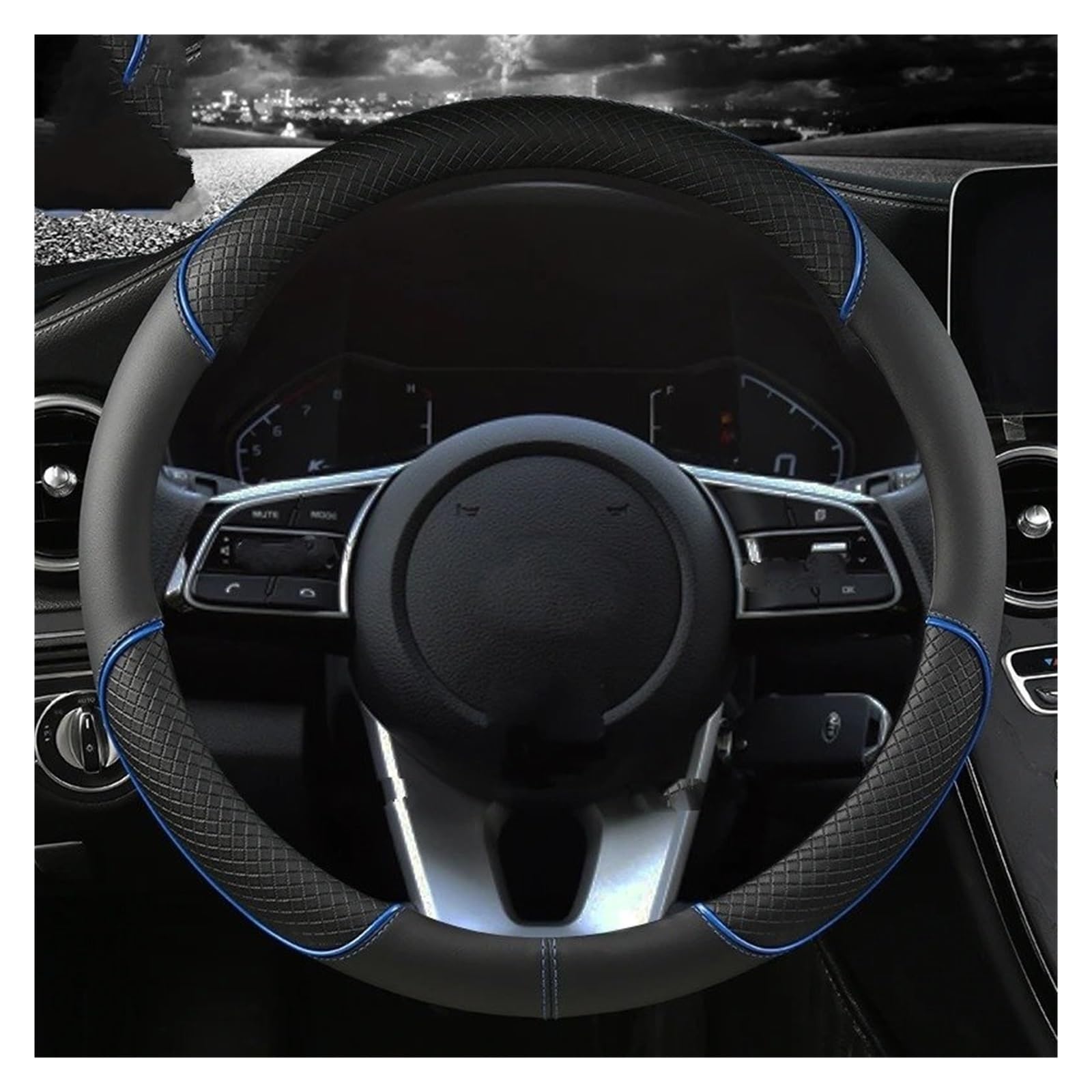Auto Lenkradbezug Für Toyota Für Corolla Für Fortuner Für Sequoia Für Auris Für Avensis Für Yaris Für Ios Für Celica Auto Lenkrad Abdeckung Auto Lenkradschutz(Blue) von Dnhqknog