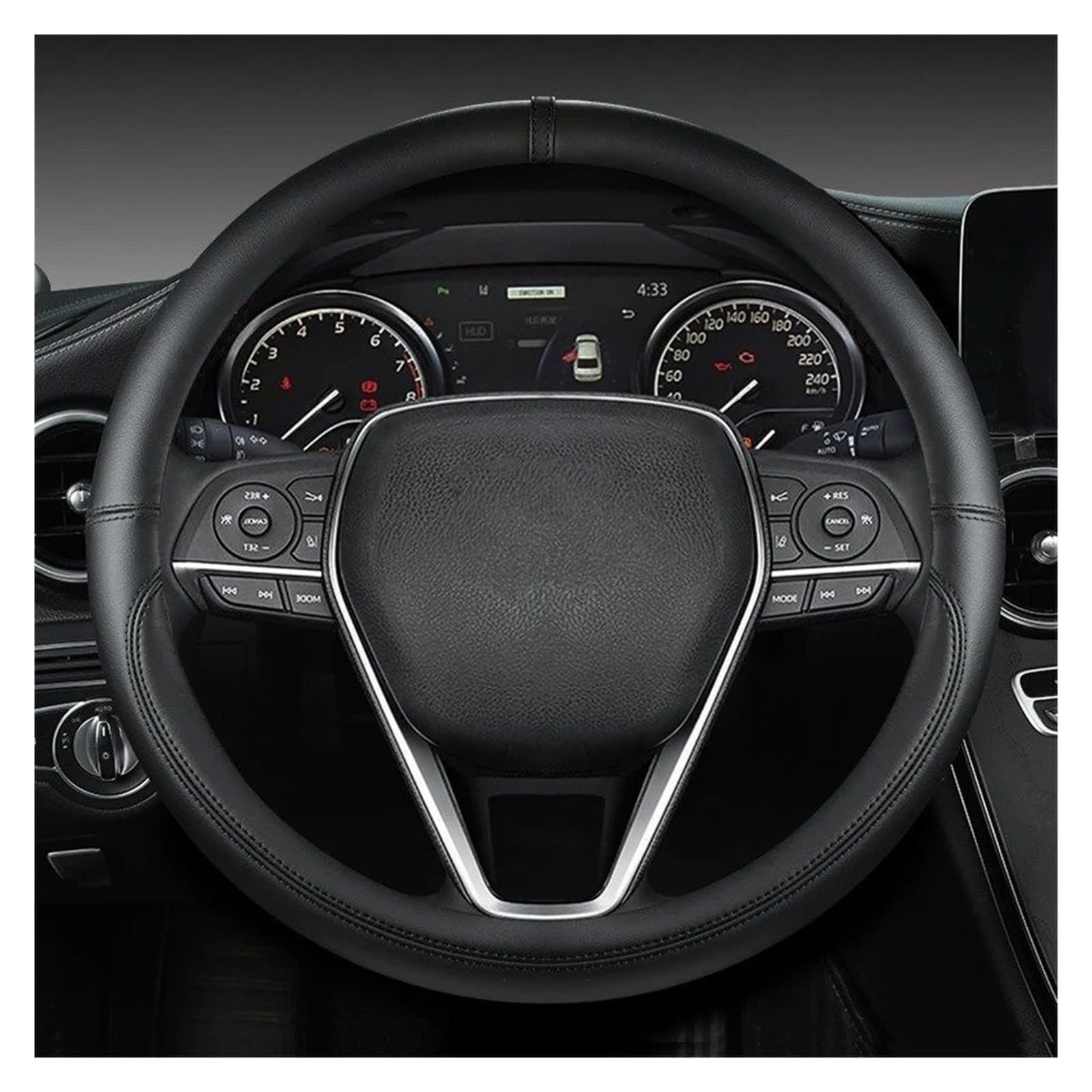 Auto Lenkradbezug Für Toyota Für Corolla Für Yaris Für Rav4 Für Camry Für CH-R 2021 Auto Lenkrad Abdeckung 38cm Leder Auto Zubehör Auto Lenkradschutz(Black) von Dnhqknog