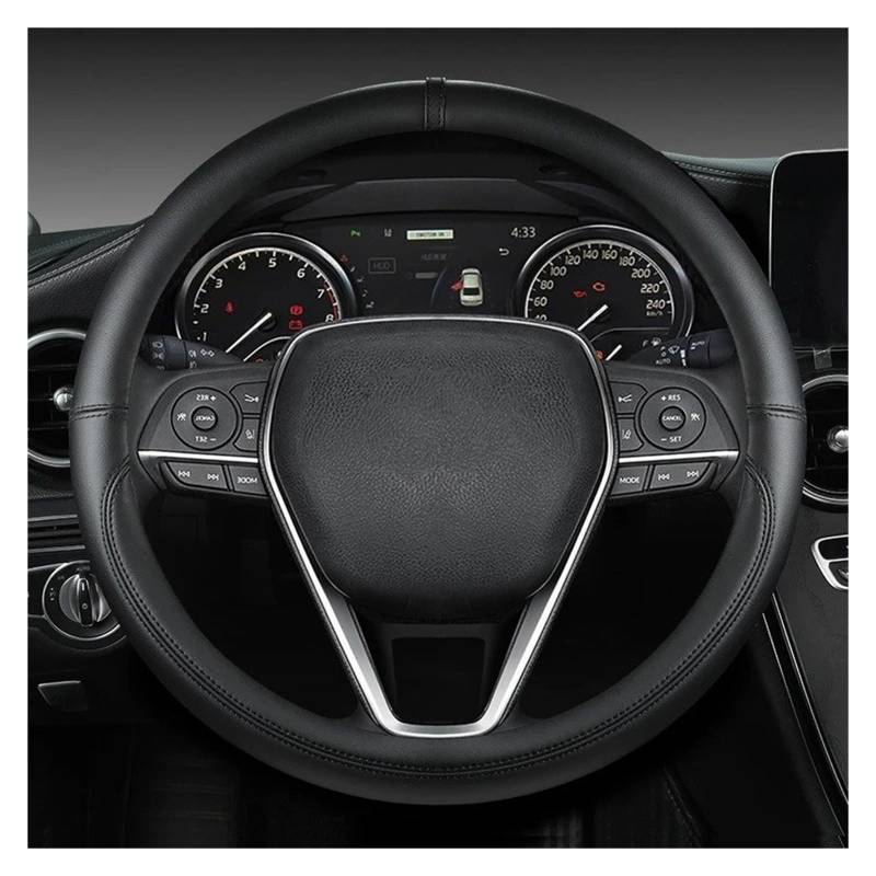 Auto Lenkradbezug Für Toyota Für Corolla Für Yaris Für Rav4 Für Camry Für CH-R 2021 Auto Lenkrad Abdeckung 38cm Leder Auto Zubehör Auto Lenkradschutz(Black) von Dnhqknog