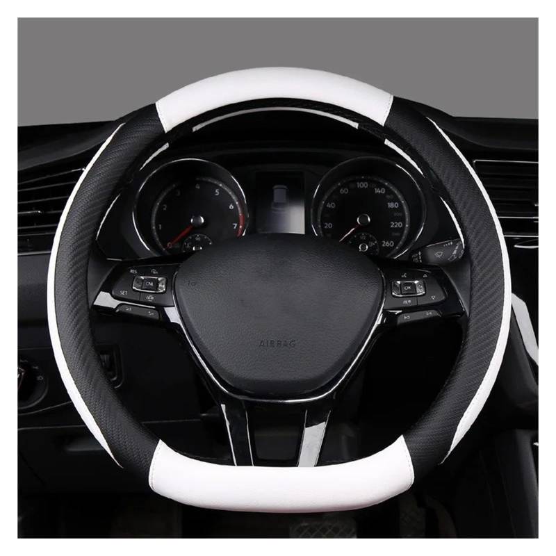 Auto Lenkradbezug Für VW Für Passat Für Touran Für Tiguan Für Atlas Für T-ROC Für T-Cross 2017-2021 D Form Auto Lenkrad Abdeckung Auto Lenkradschutz(White) von Dnhqknog