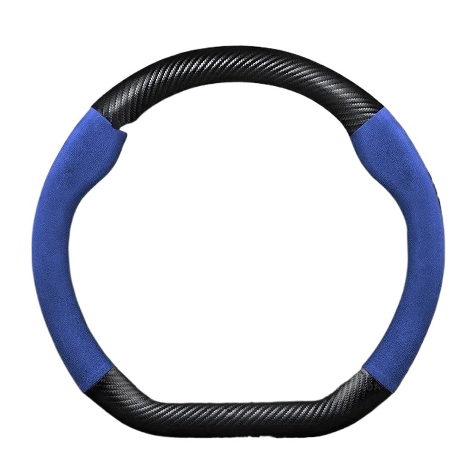 Auto Lenkradbezug Für Volvo Für Polestar Echtes Leder Auto Lenkrad Abdeckung Wildleder Carbon Faser 38cm Auto Lenkradschutz(D Style A Blue) von Dnhqknog