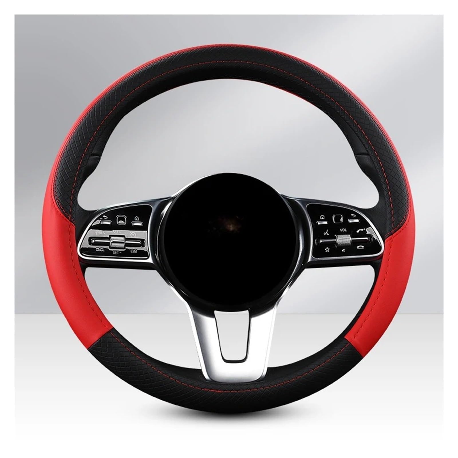 Auto Lenkradbezug Leder Auto Lenkrad Abdeckung 38CM Auto Sport Stil Auto Lenkrad Abdeckungen Anti-Slip Anti Scratch Lenkung Abdeckung Auto Lenkradschutz(Red) von Dnhqknog