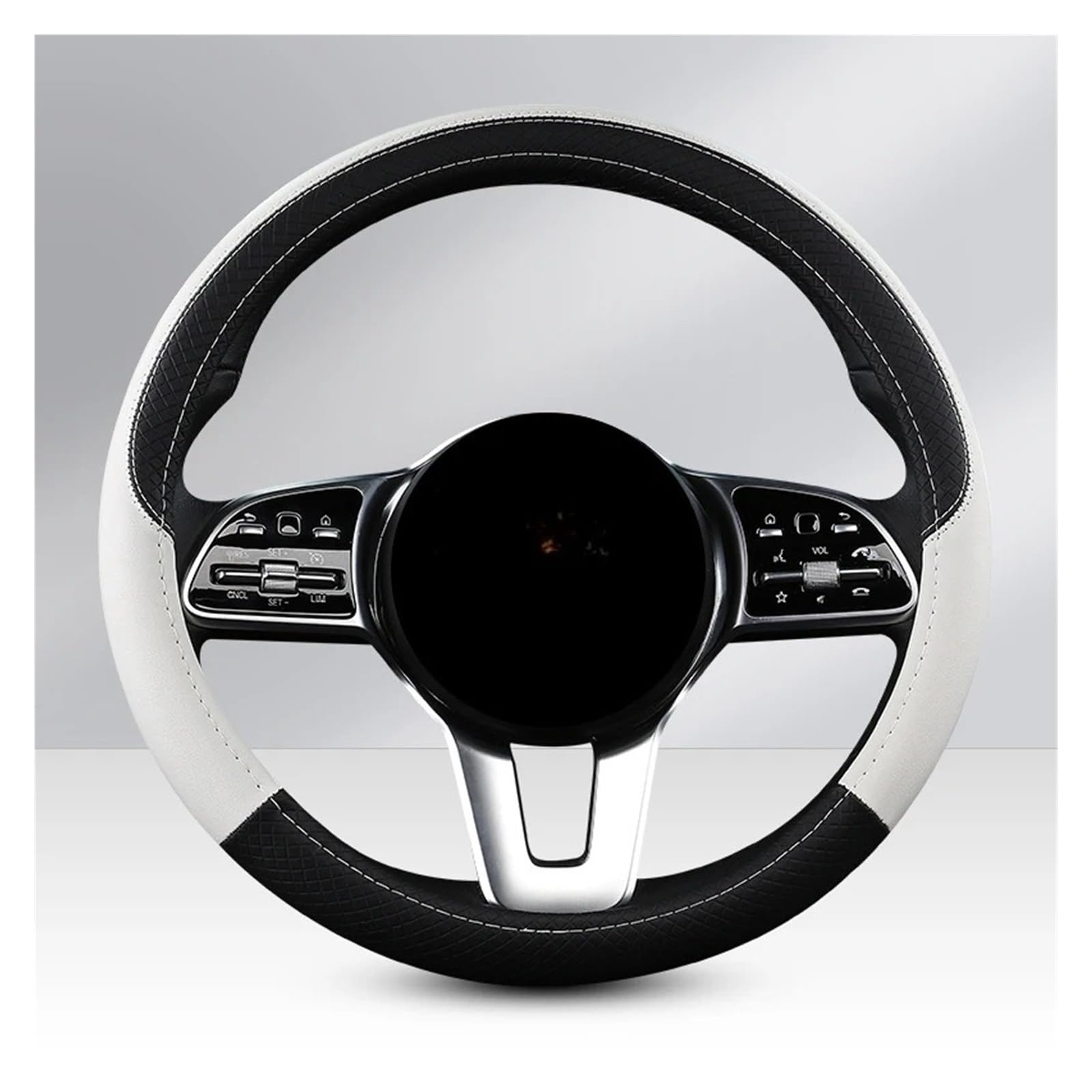 Auto Lenkradbezug Leder Auto Lenkrad Abdeckung 38CM Auto Sport Stil Auto Lenkrad Abdeckungen Anti-Slip Anti Scratch Lenkung Abdeckung Auto Lenkradschutz(White) von Dnhqknog
