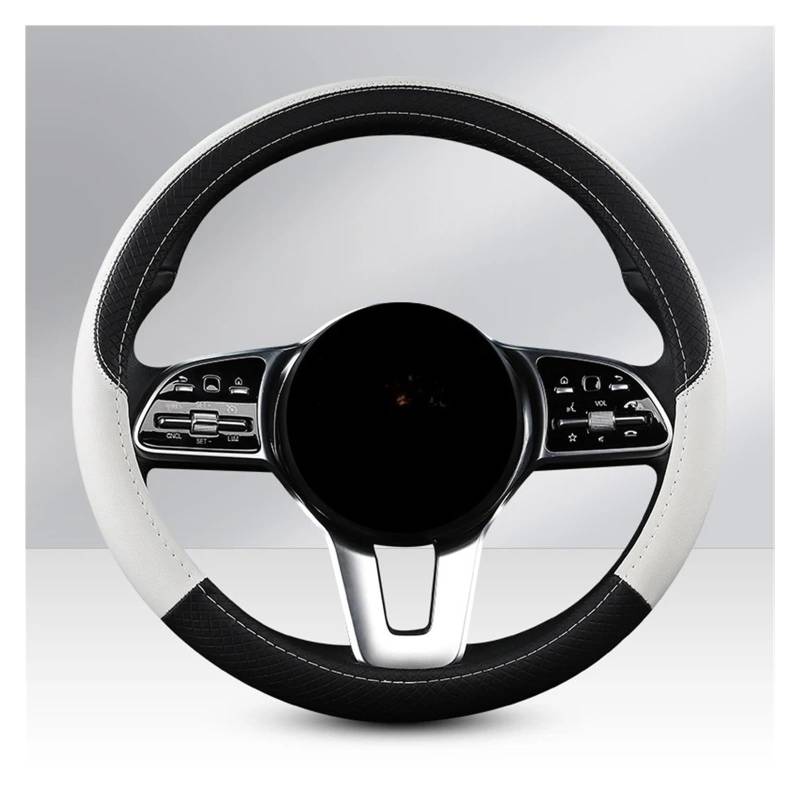 Auto Lenkradbezug Leder Auto Lenkrad Abdeckung 38CM Auto Sport Stil Auto Lenkrad Abdeckungen Anti-Slip Anti Scratch Lenkung Abdeckung Auto Lenkradschutz(White) von Dnhqknog
