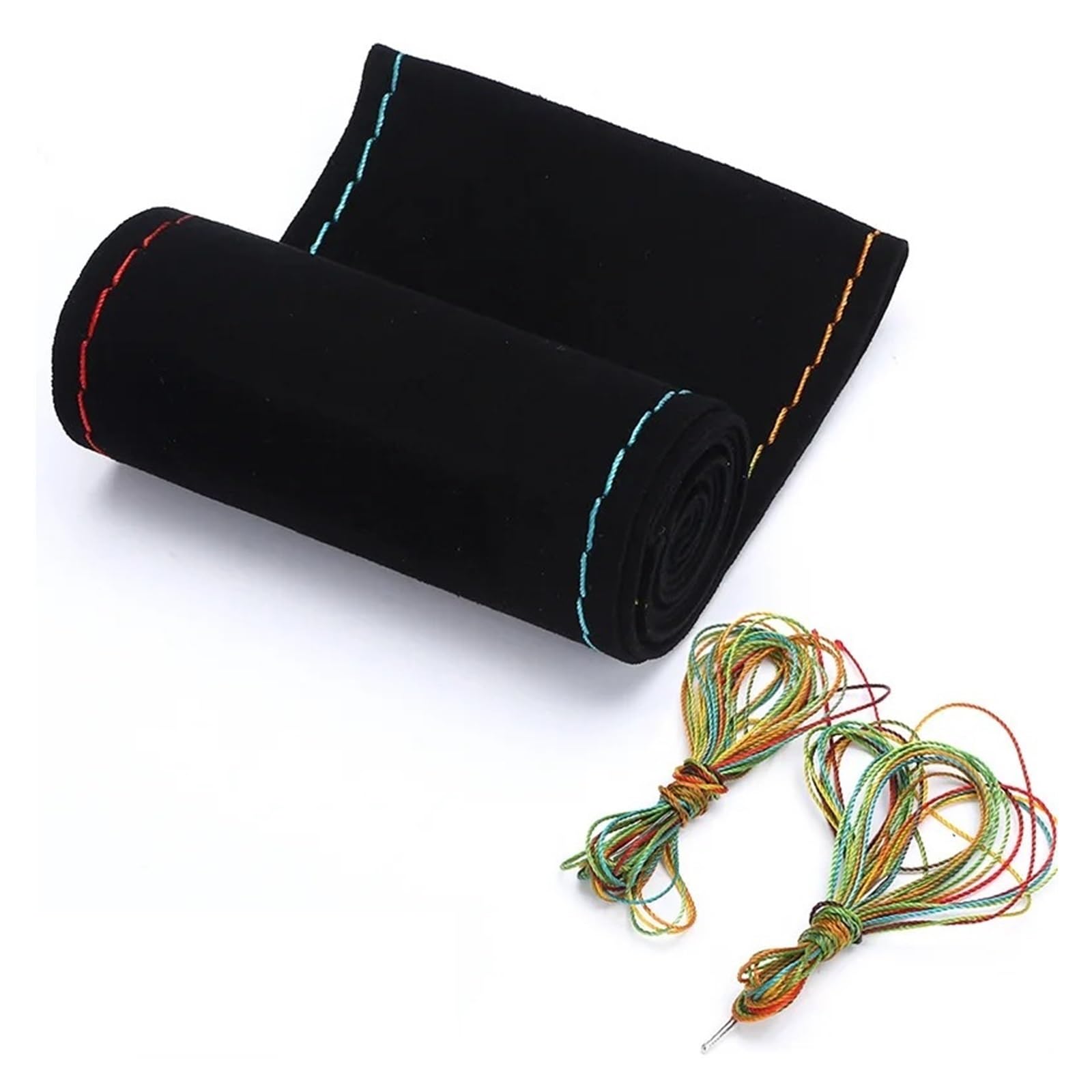 Auto Lenkradbezug Pelz-Lenkrad-Abdeckung Für Auto Universell 38 cm Geflochtenes Auto-Lenkrad-Schutz-Abdeckung Leder rutschfeste Innenteile Auto Lenkradschutz(Colored line) von Dnhqknog