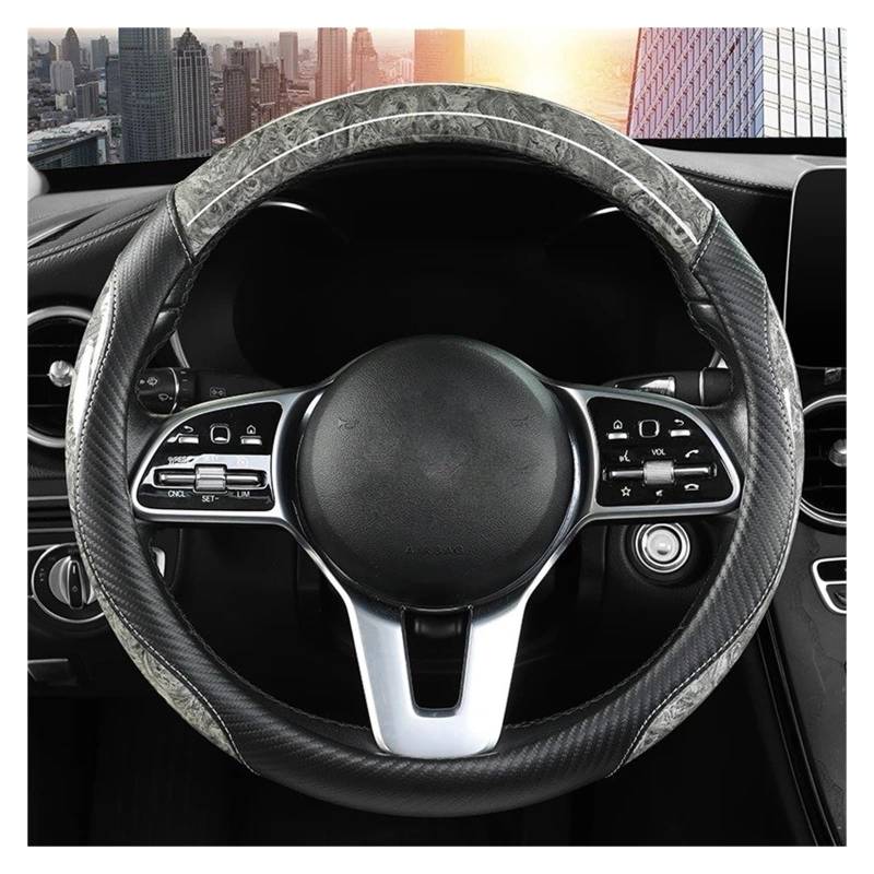 Auto Lenkradbezug Schlichte Auto-Lenkradabdeckung Mit Pfirsichfarbener Holzmaserung rutschfeste Four Seasons General Motors-Griffabdeckung Auto Lenkradschutz(Gray) von Dnhqknog