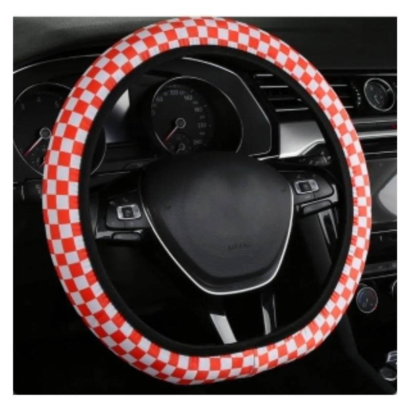 Auto Lenkradbezug Style Wheel Steering Protector Auto Auto Lenkradabdeckung Plaid Universal 37-38 cm Lenkradschutz Auto Lenkradschutz(Red White) von Dnhqknog